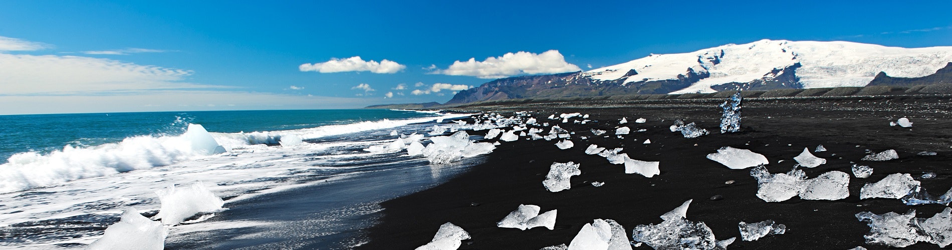 Diamond Beach full of icebergs in Iceland