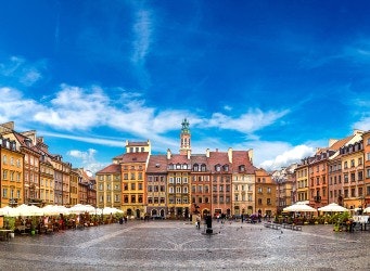 Old town square in Warsaw in a summer day, Poland
