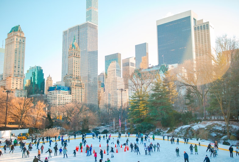 ice skaters having fun in New York City central park