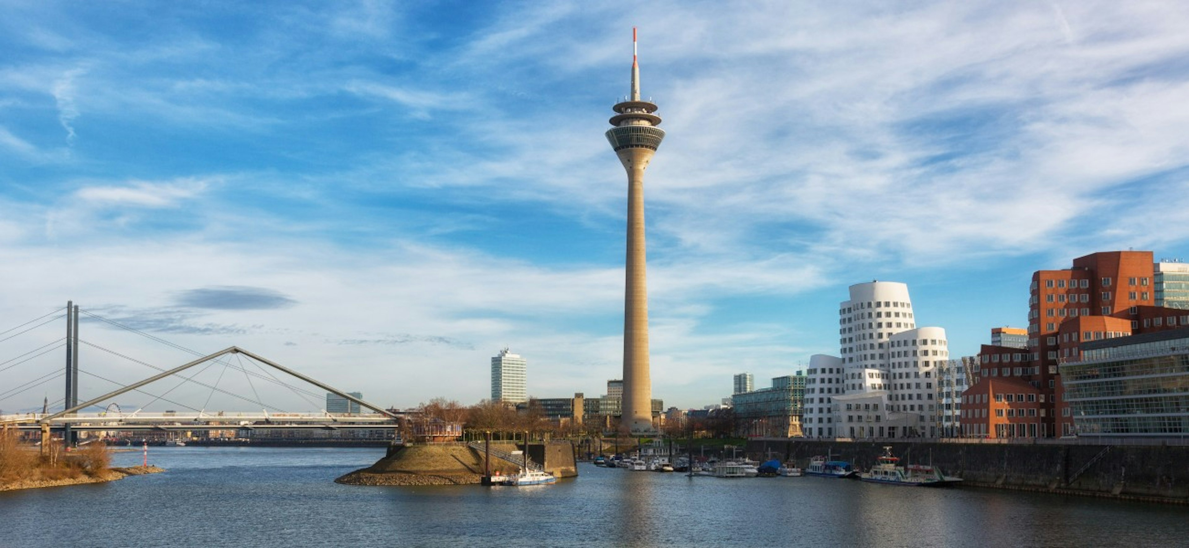 Dusseldorf cityscape with view on media harbor, Germany