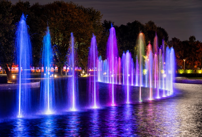 Warsaw Fountain Lights