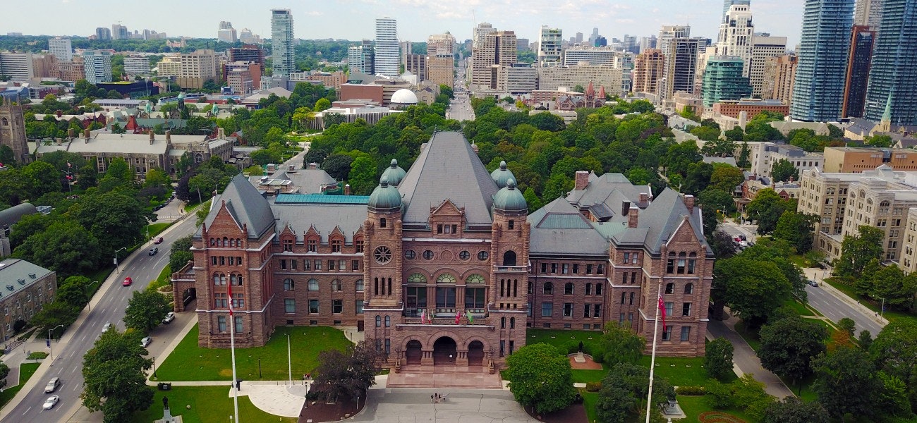 View on Legislative Assembly of Ontario and Queen's park in Toronto
