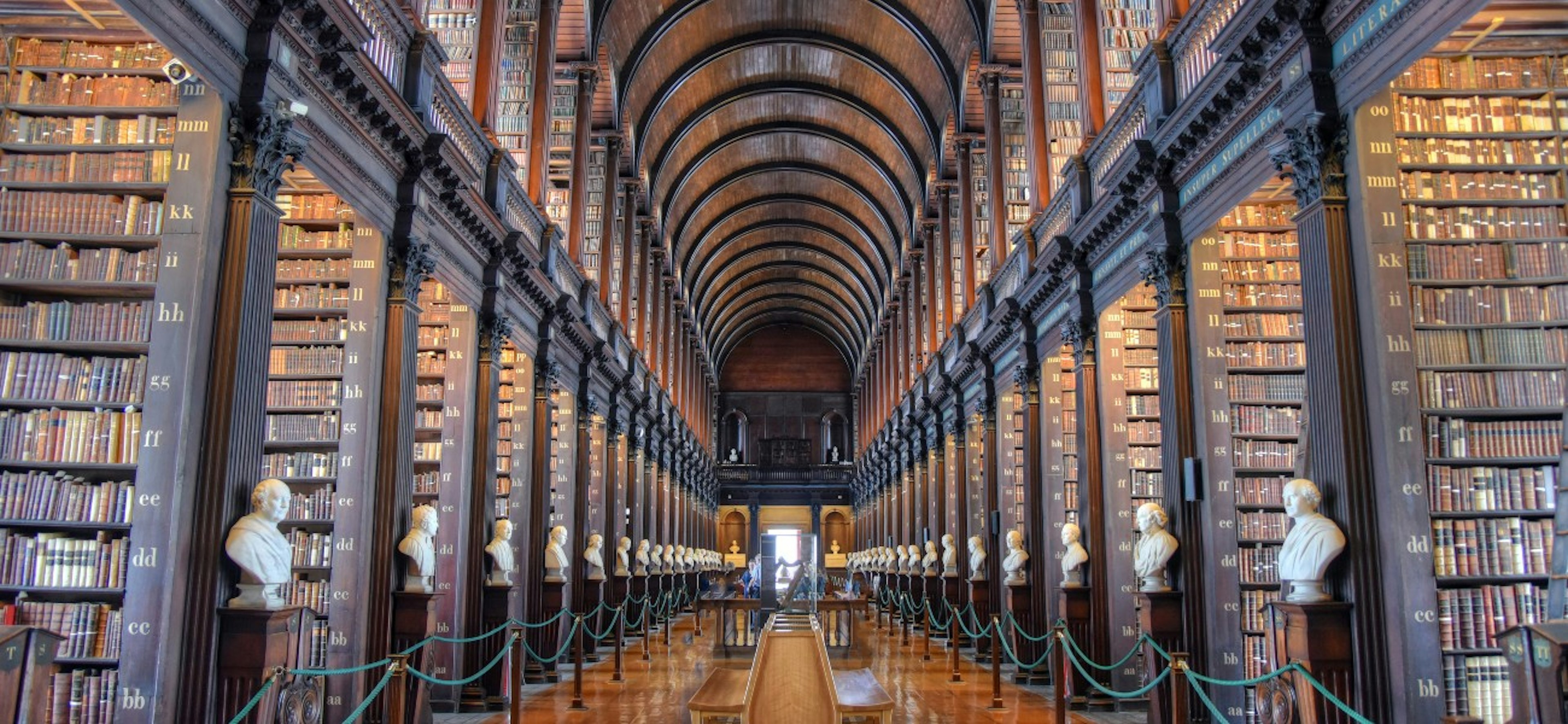 The beautiful library of Trinity College in Dublin, Ireland