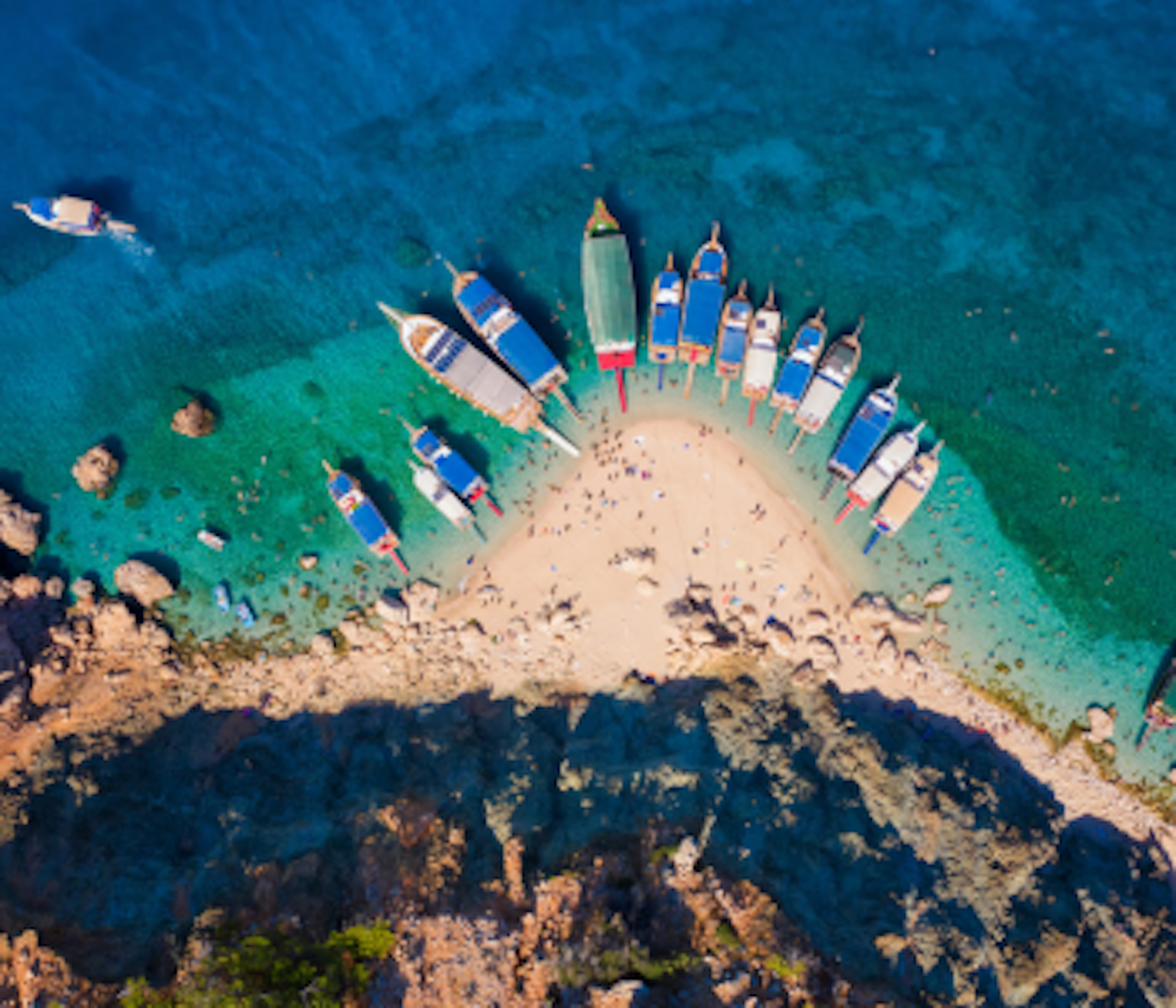 A beach and blue ocean, Antalya Turkey