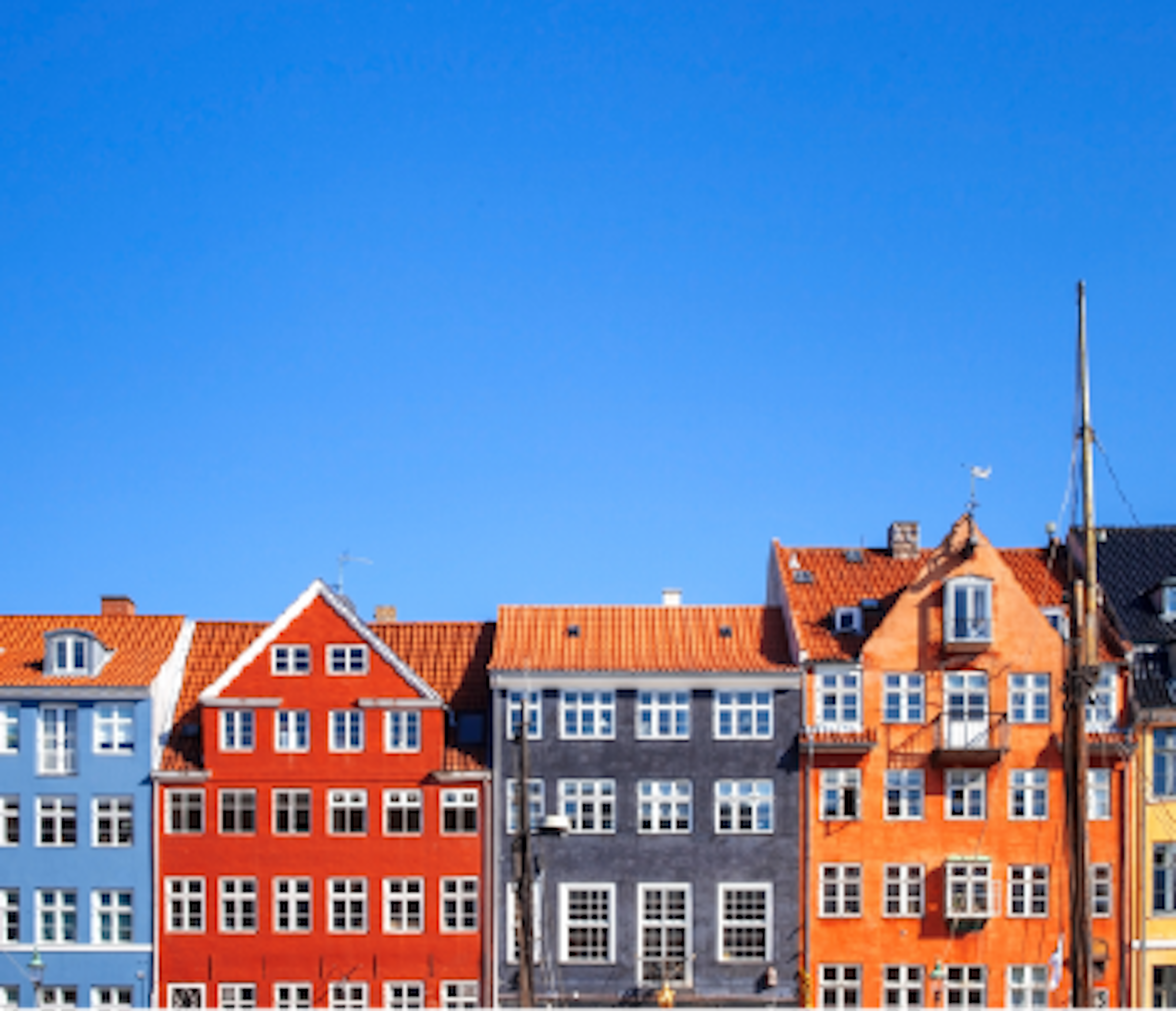 funky architecture of old harbor homes in Copenhagen Denmark