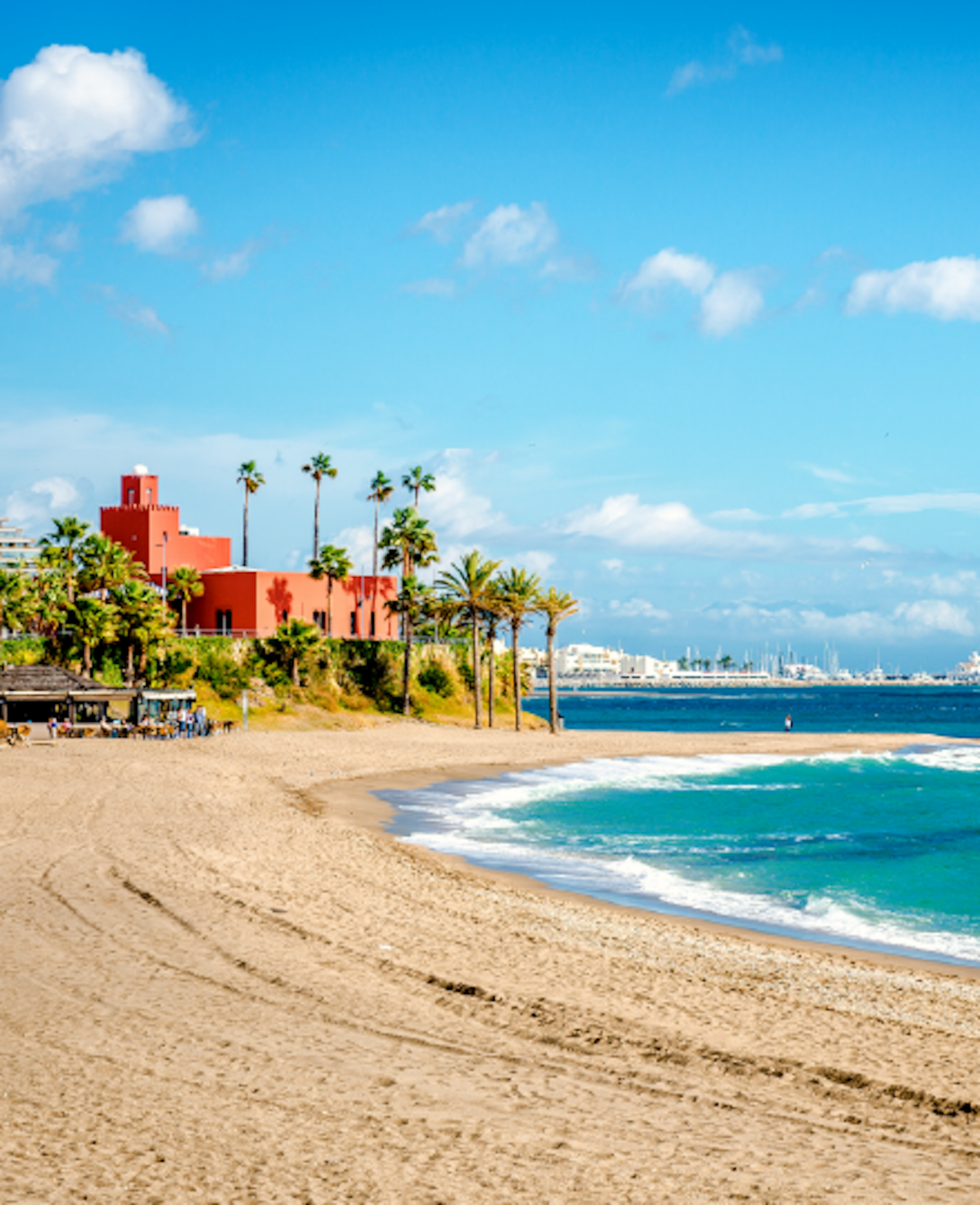 Dreamy beach in Malaga Spain on a sunny day