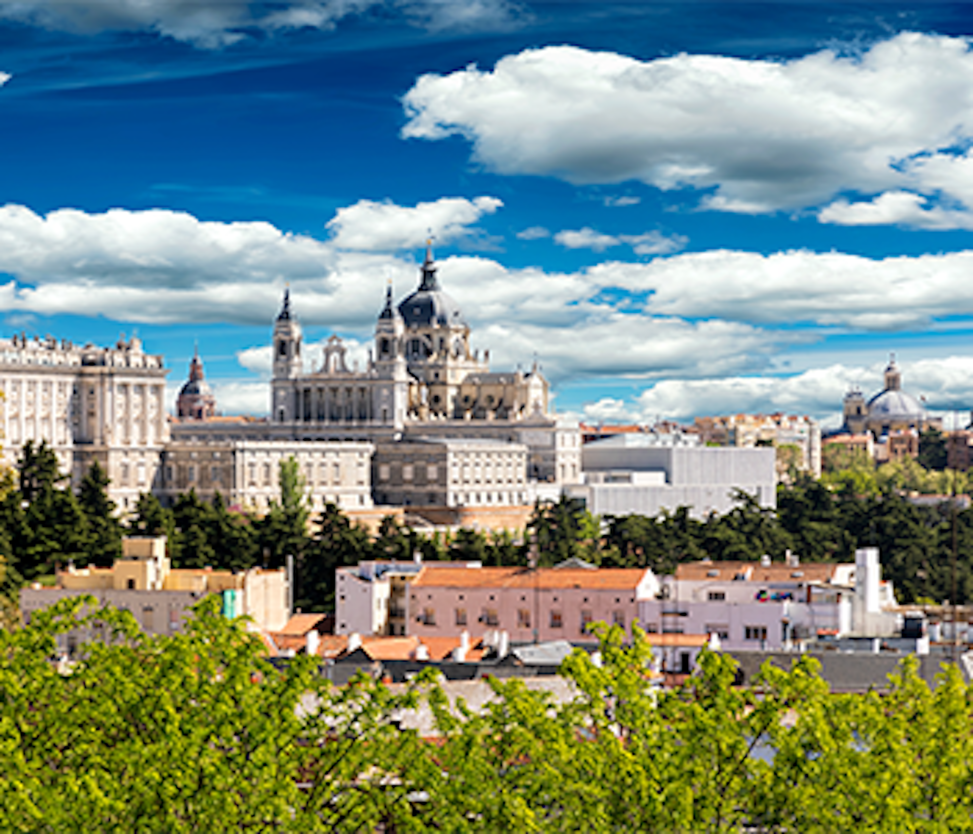 beautiful castle on a sunny day in Madrid Spain