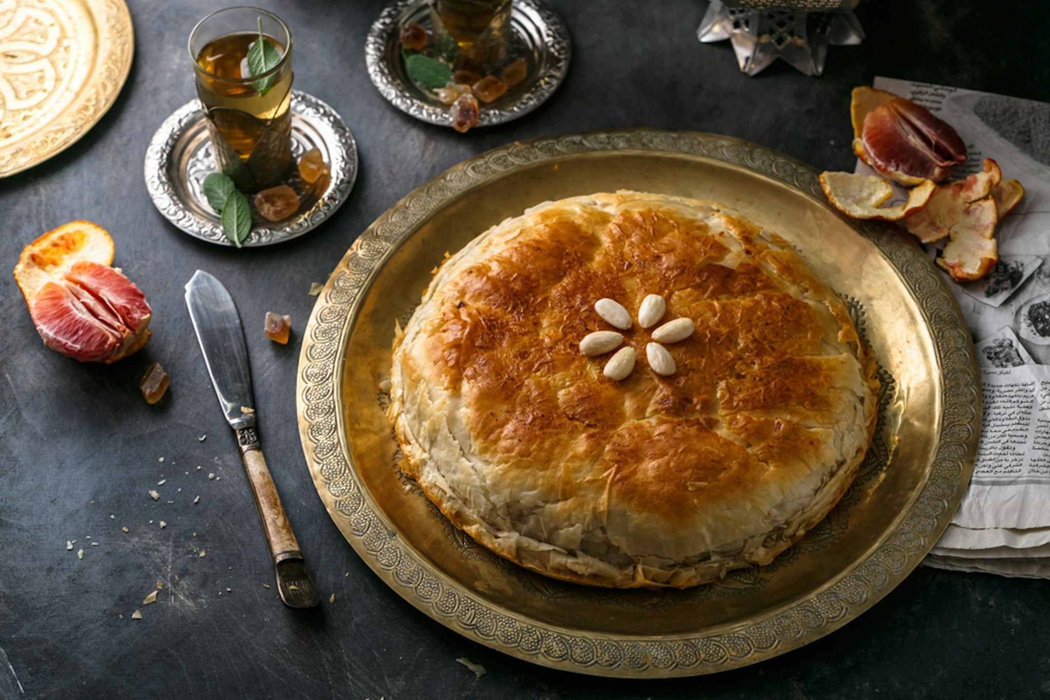 Moroccan pastilla with chicken, eggs and spices