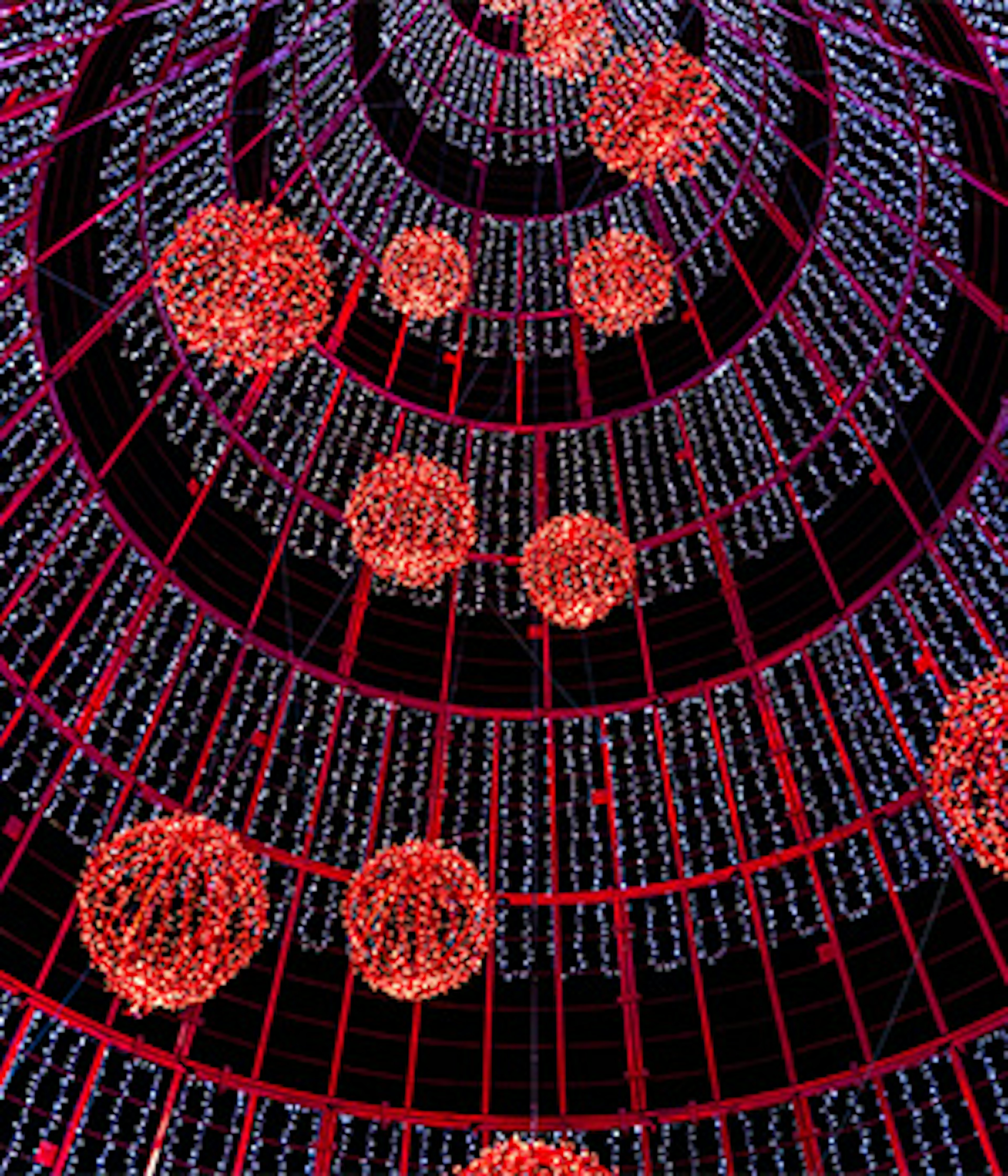 Christmas decorations in red and blue in Madeira