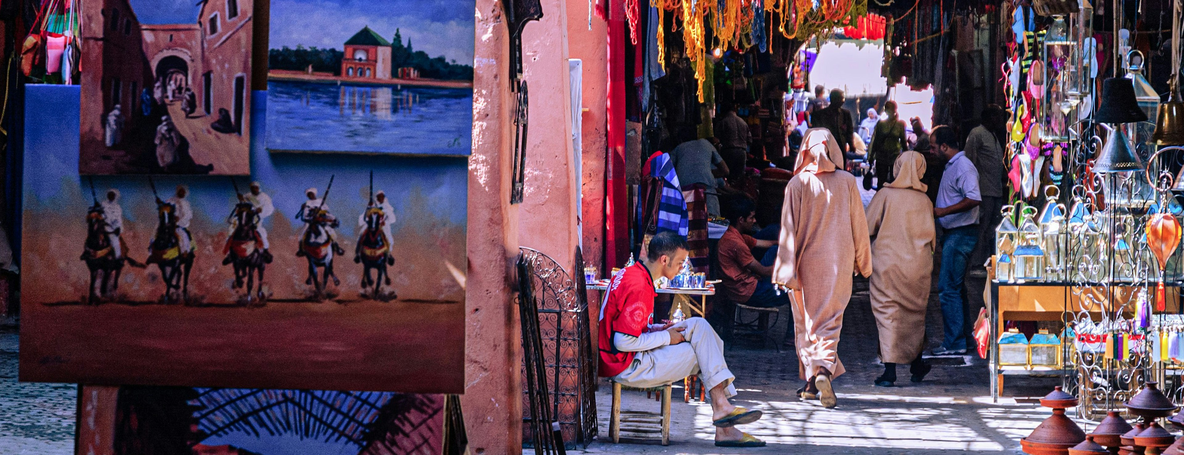 People at a market in Marrakech