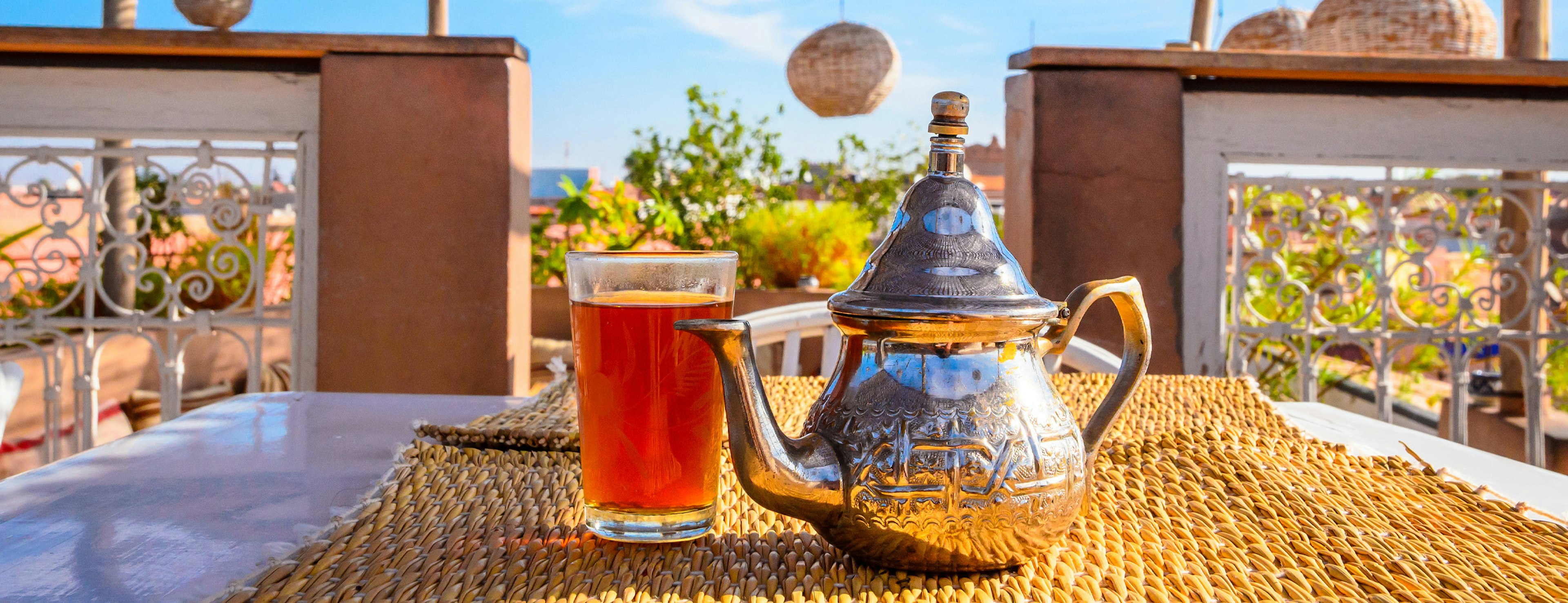 Moroccan tea served at a restaurant in Marrakech