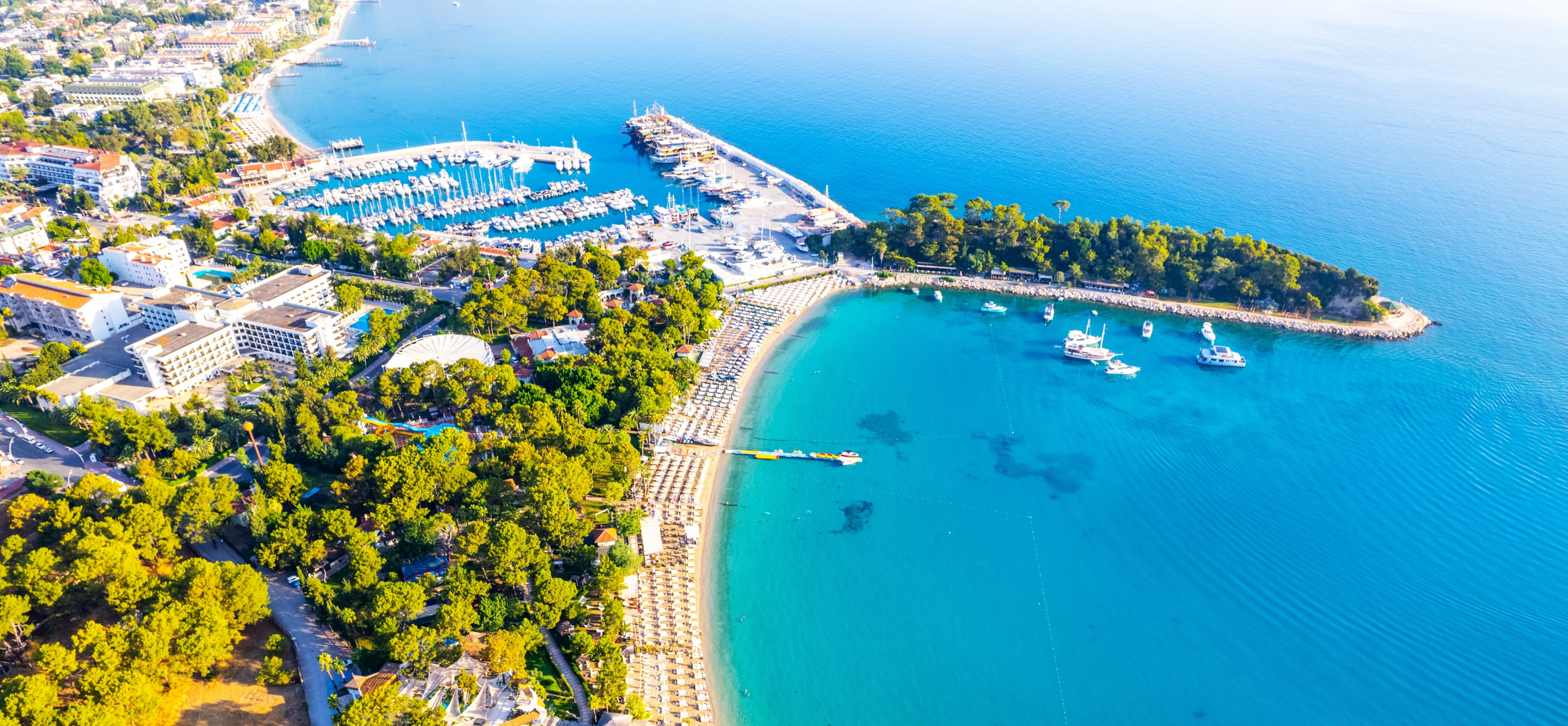 A beach and blue ocean, Antalya Turkey