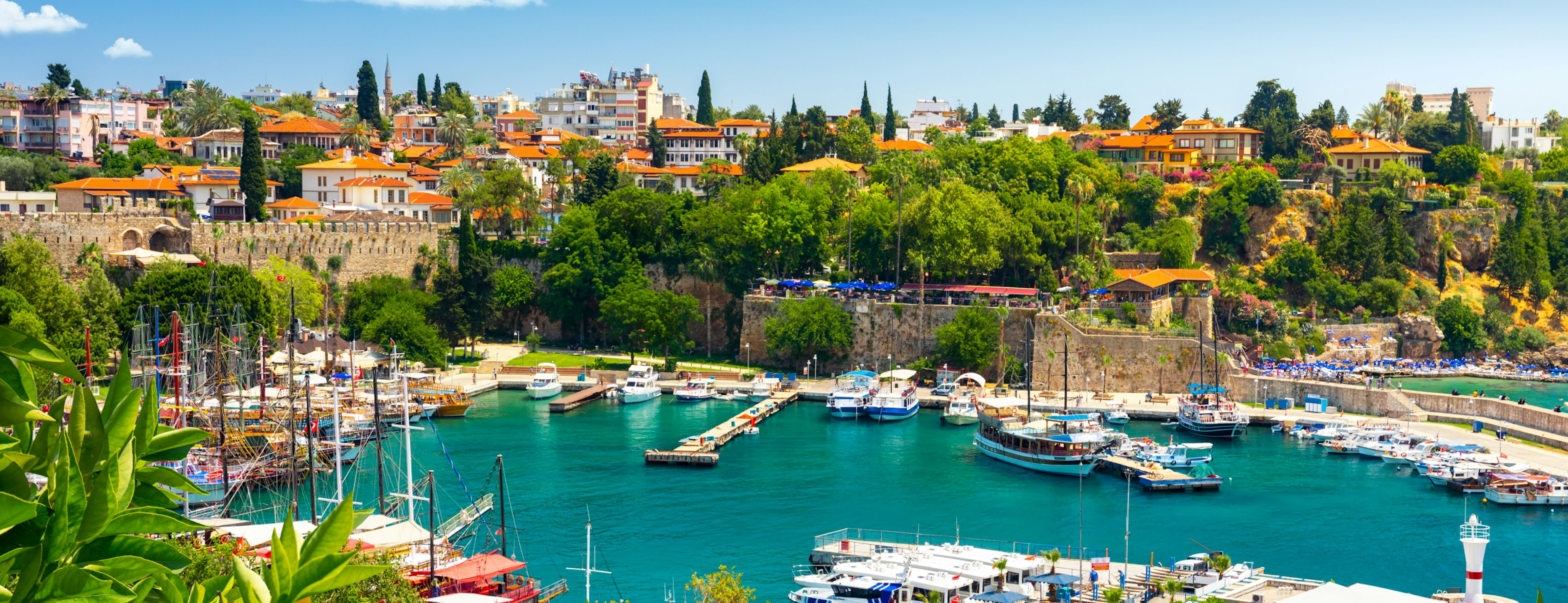 A beach and blue ocean, Antalya Turkey