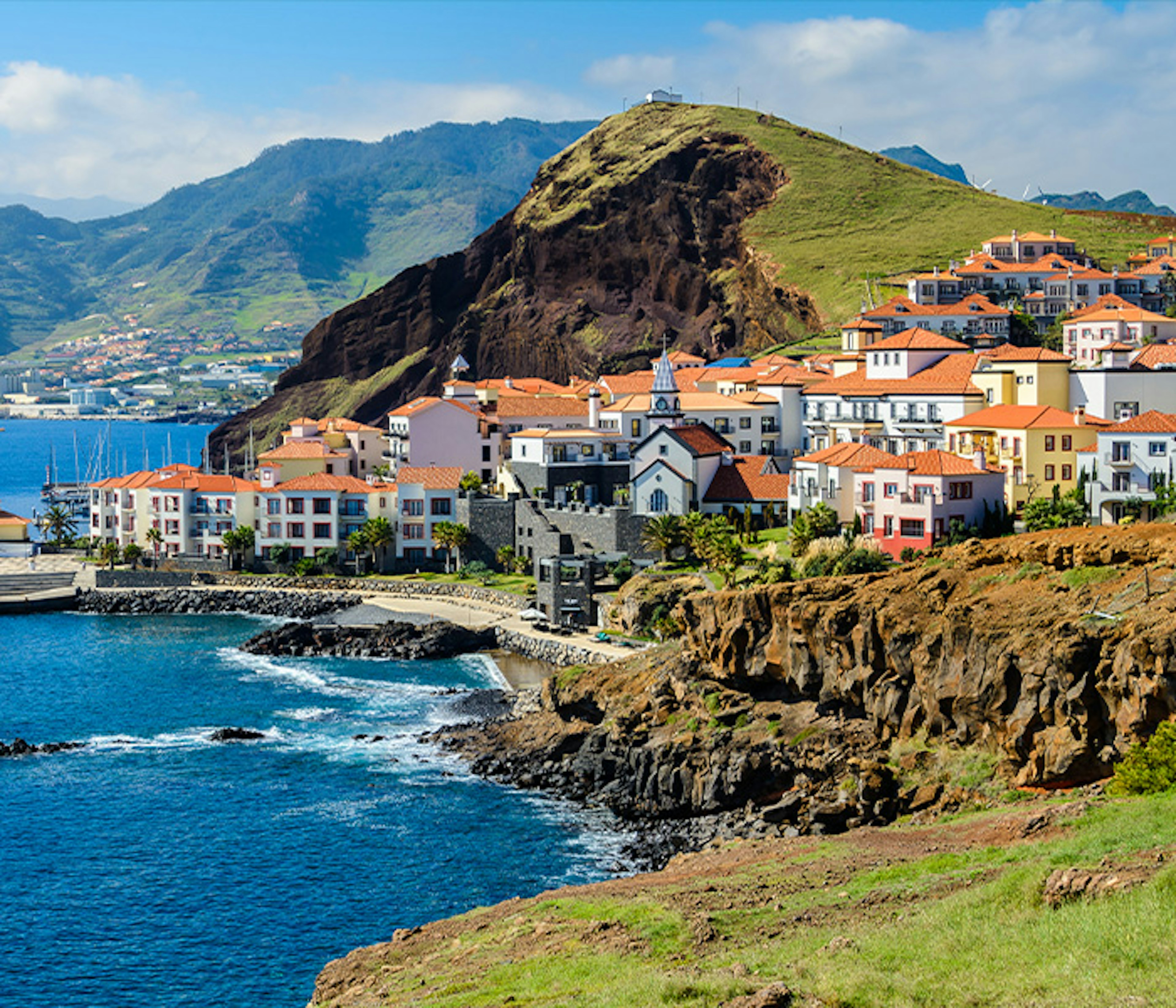 Beautiful village next to a seaside cliff in Madeira