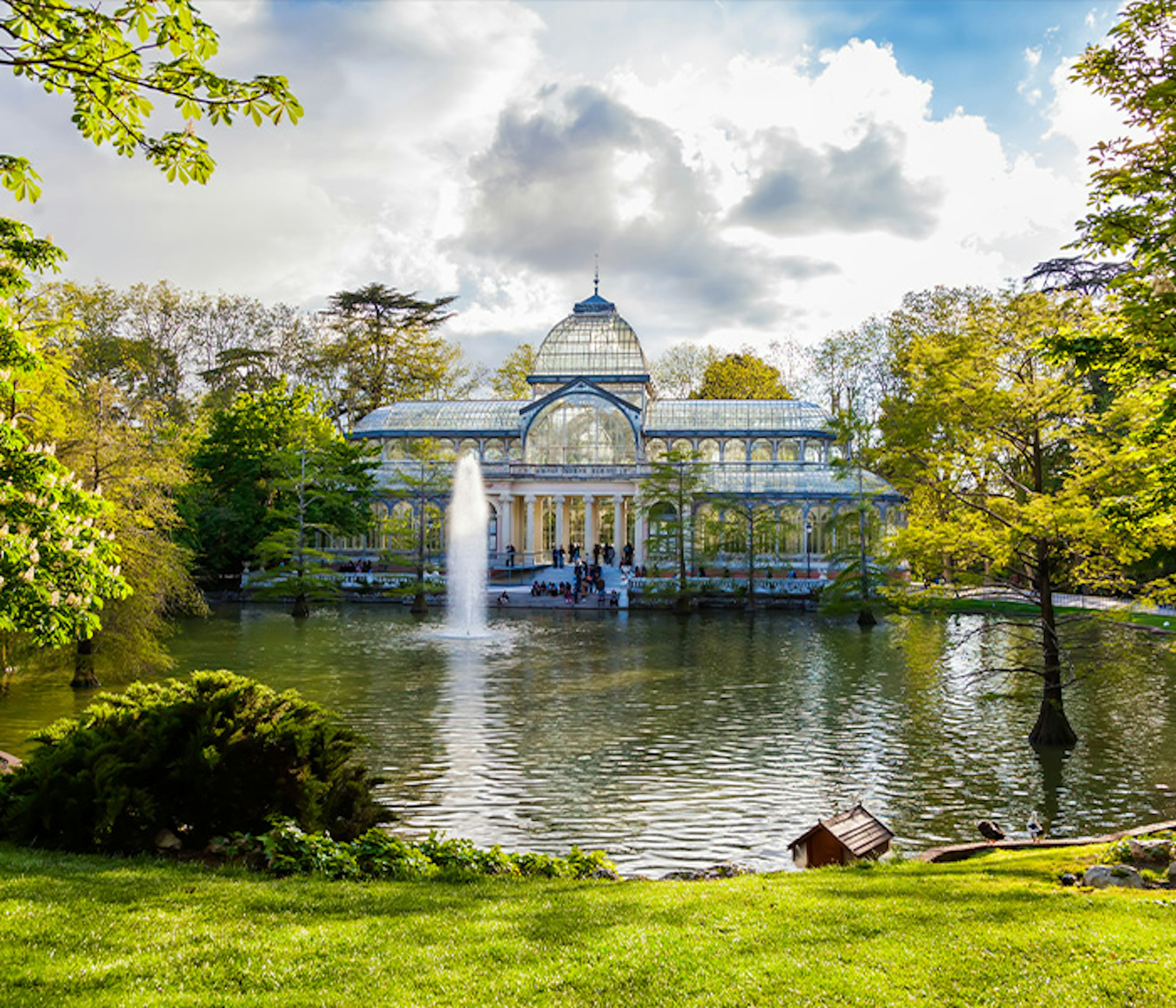 Dreamy view of a garden in Madrid, Spain