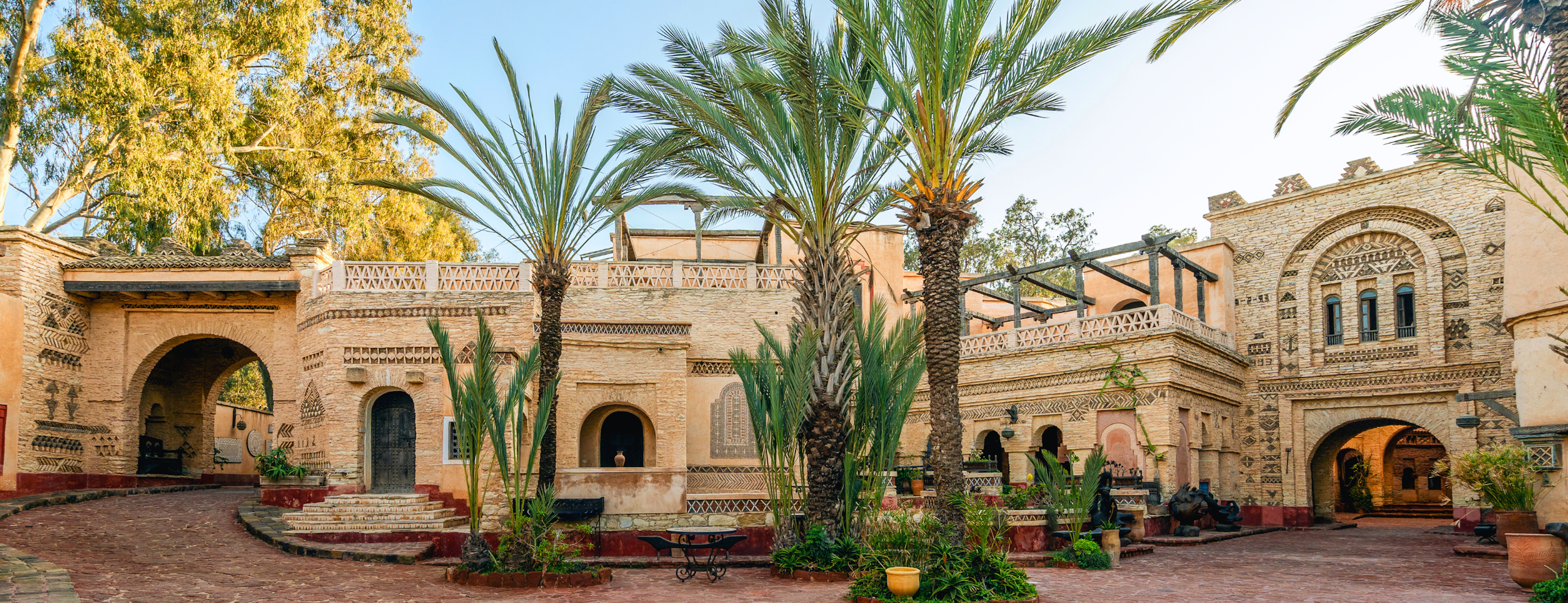 Agadir Moroccan architecture old houses and palm tree
