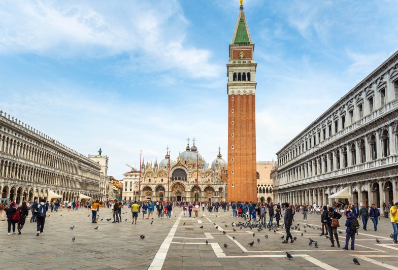 mazing architecture of the Piazza San Marco square with Basilica of Saint Mark in Venice city, Italy