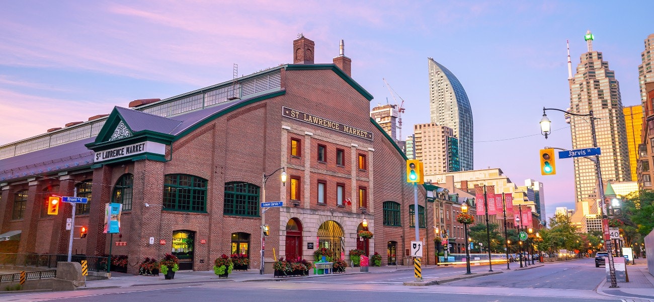 St Lawrence Market in downtown area Toronto., Canada at sunset