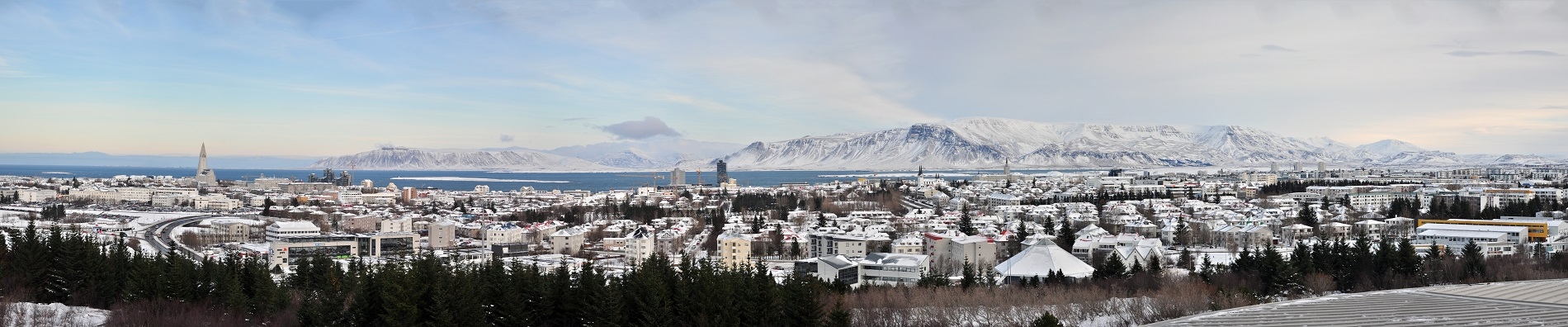 A panorama of Reykjavik city in winter