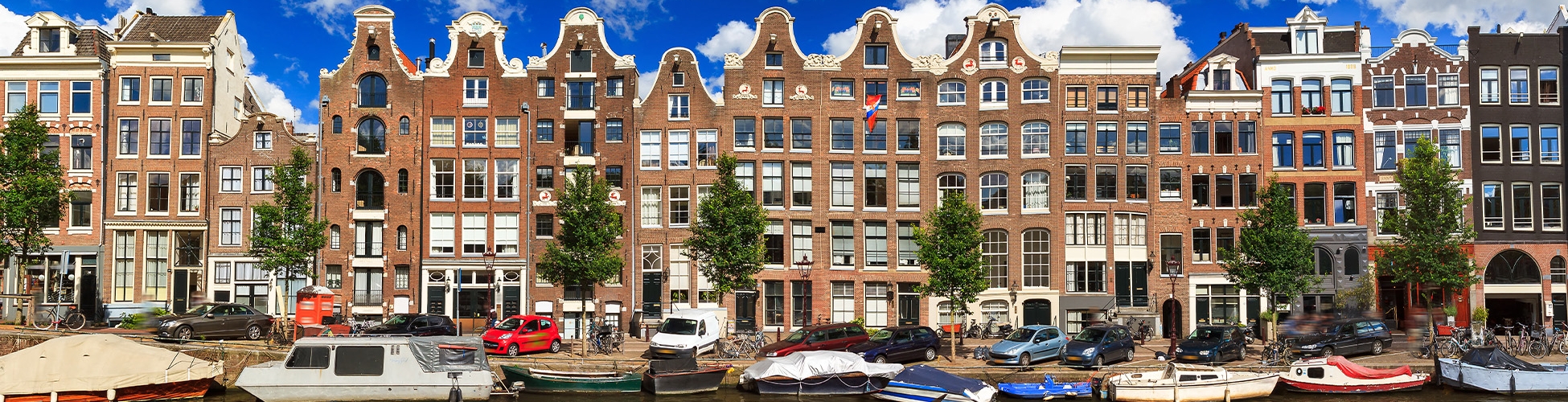 A view over the historical buildings of the canals in Amsterdam