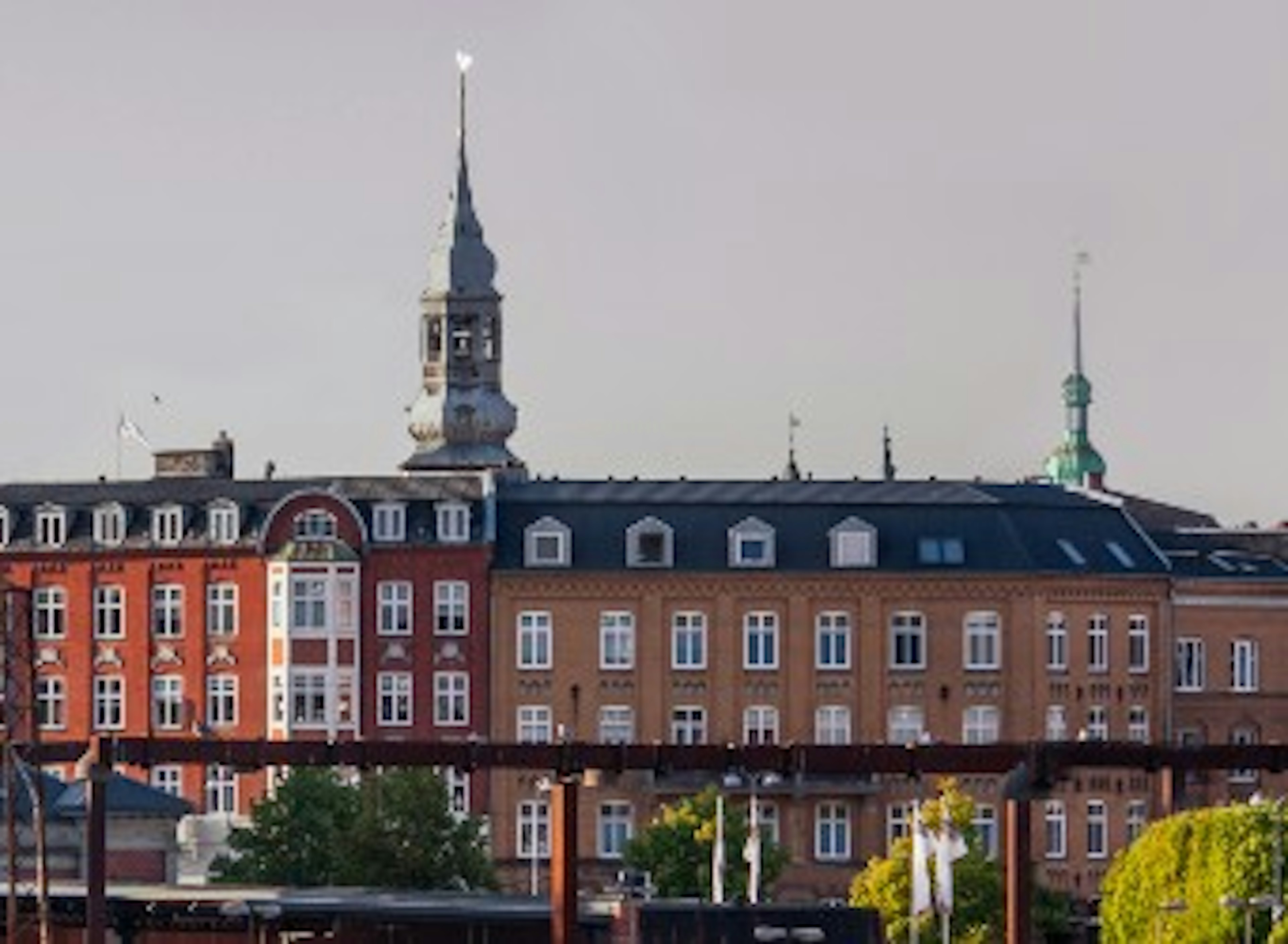 Wide panorama: Aalborg summer cityscape with most of the landmarks, Denmark
