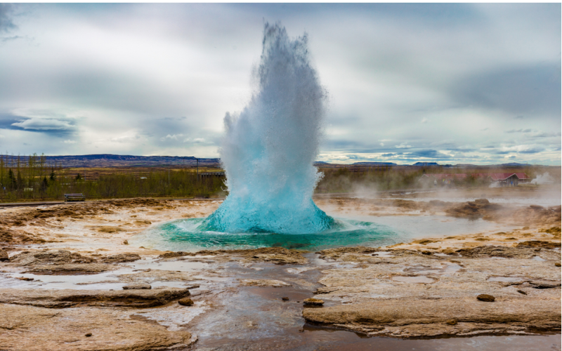 A geyser in Iceland spouting