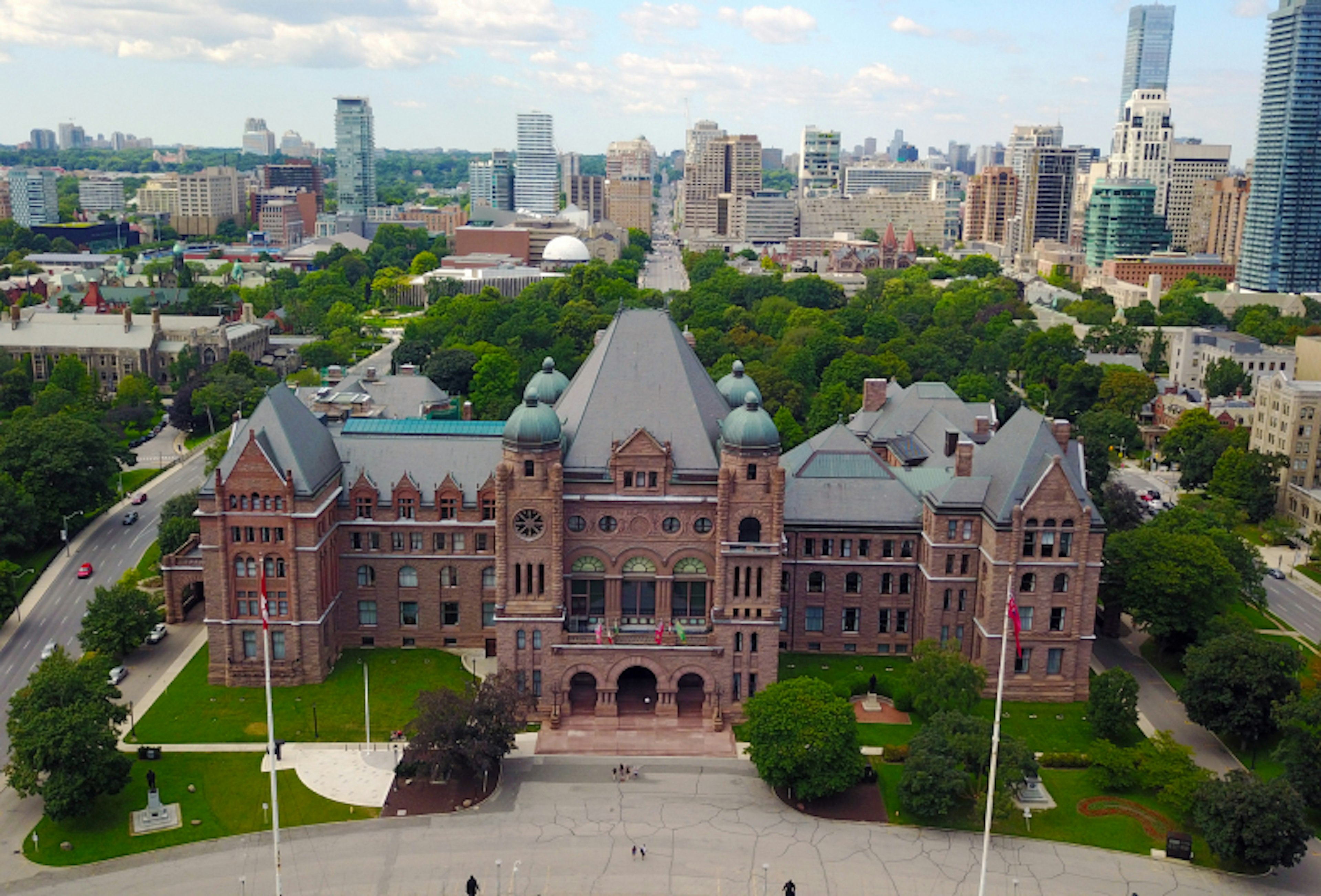 View on Legislative Assembly of Ontario and Queen's park in Toronto