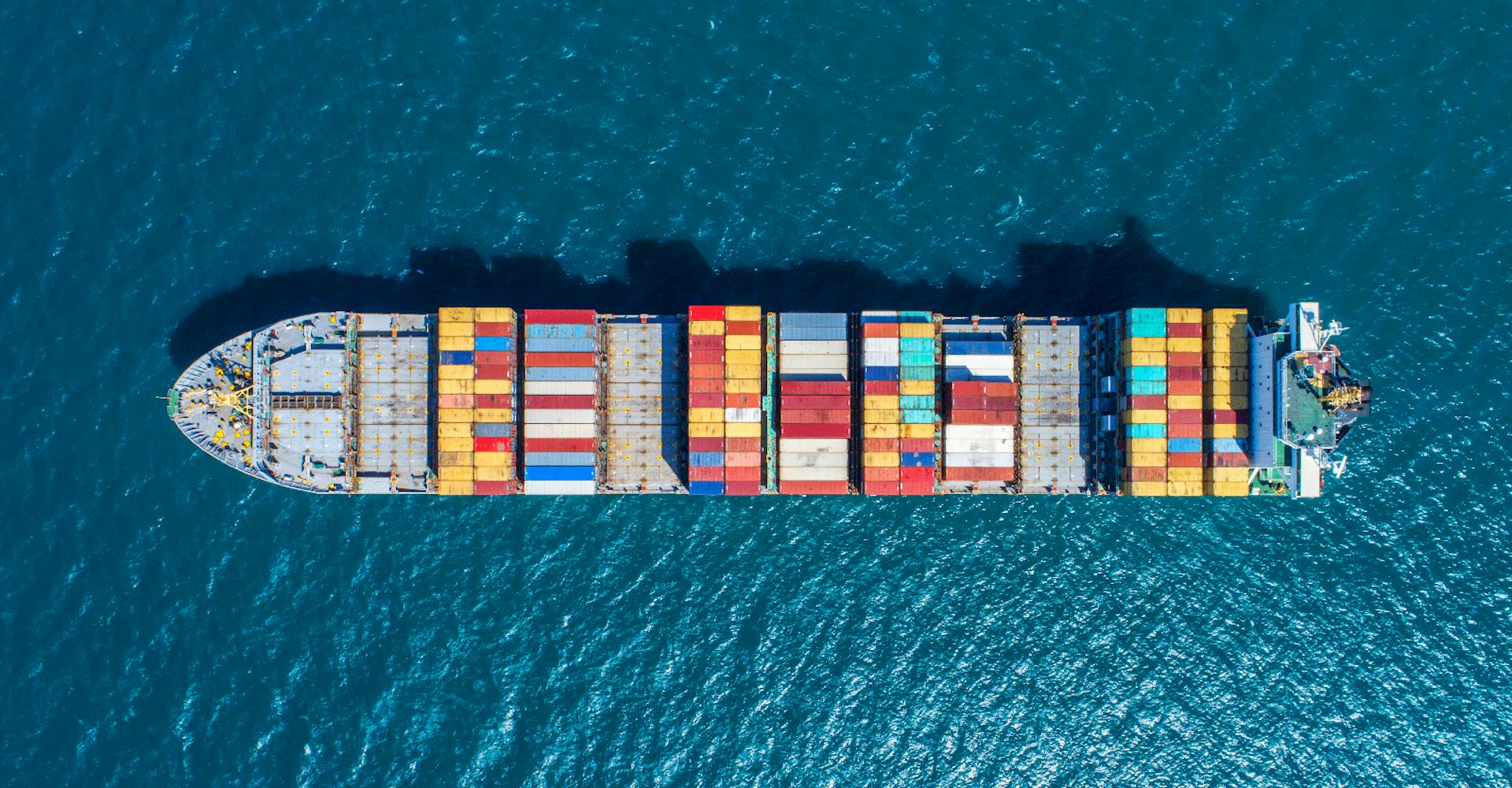 Container vessel at sea