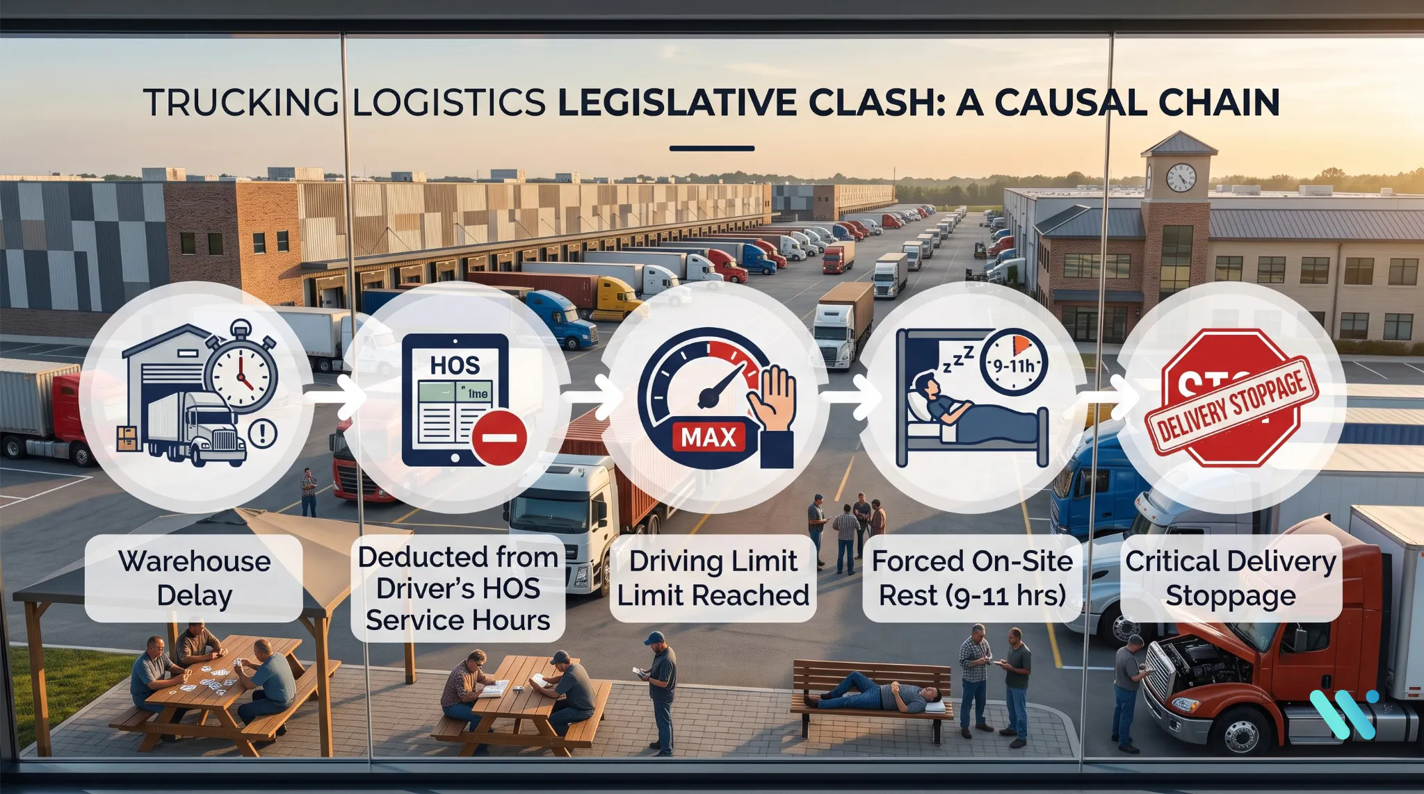 Trucking logistics legislative clash causal chain