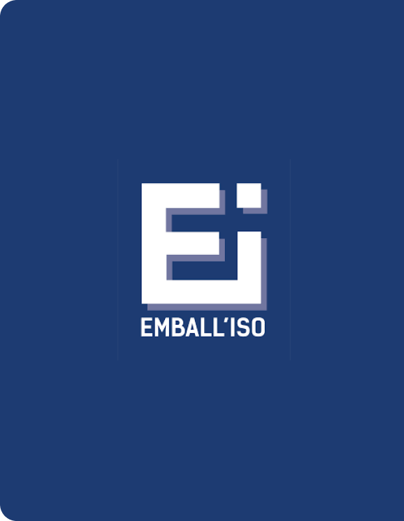 Emballiso logo embedded in a dark blue background