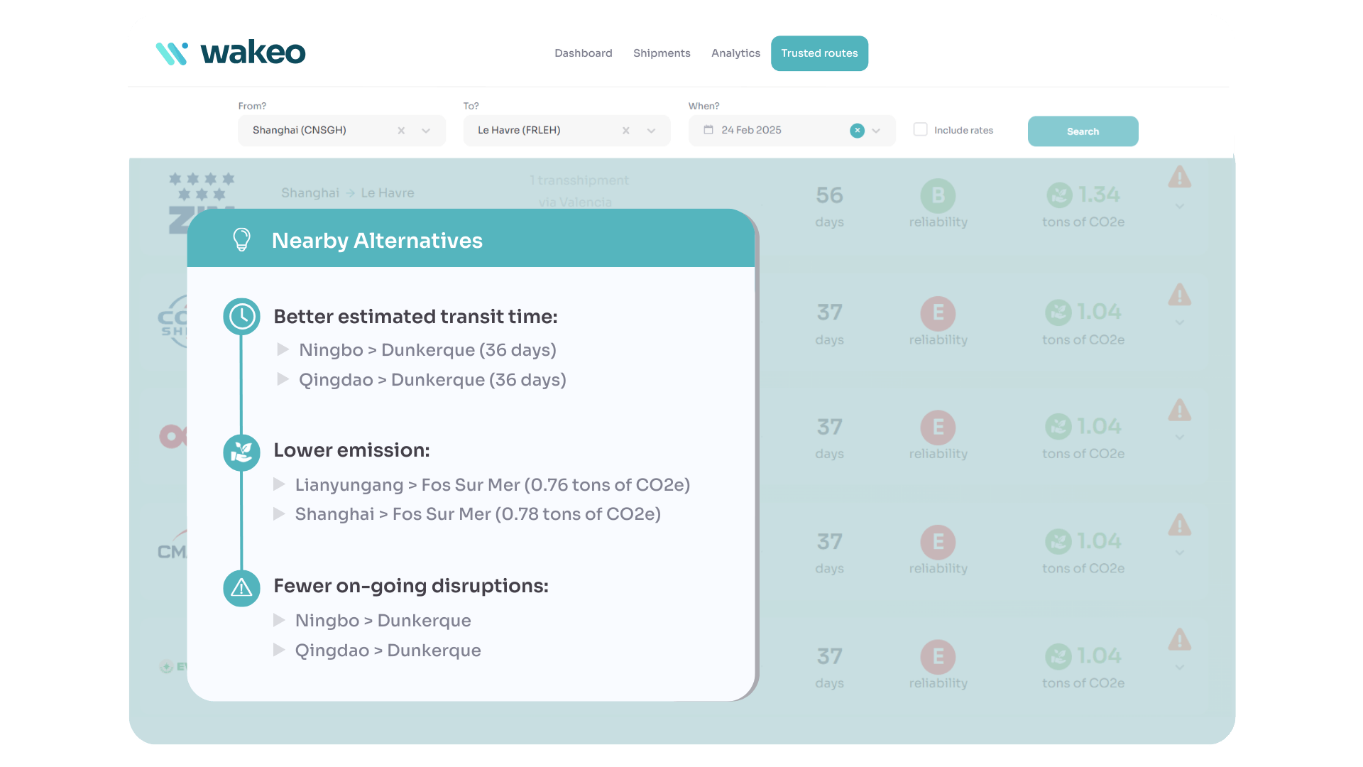 Wakeo Enhances Trusted Routes with  Nearby Alternatives