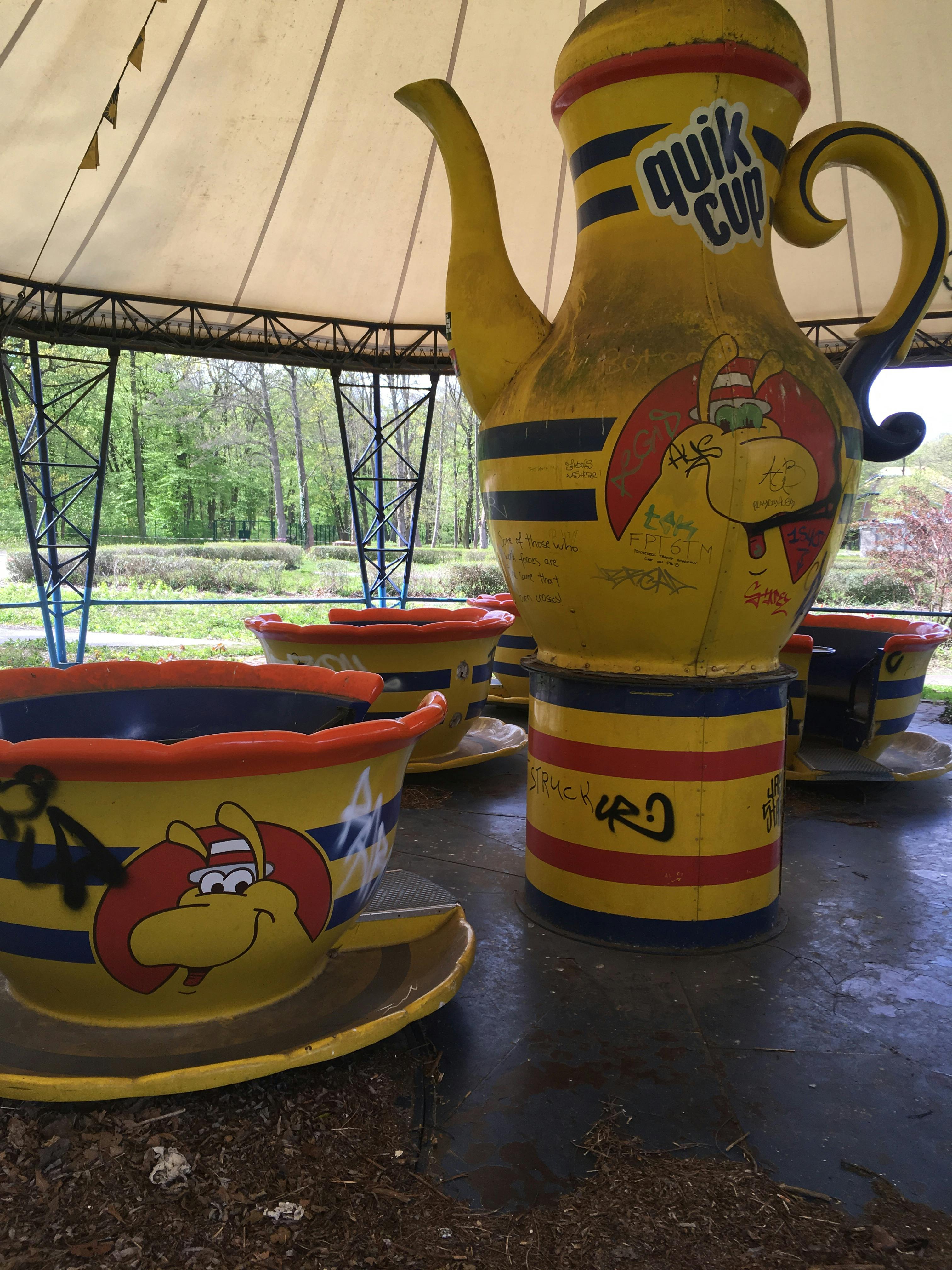 Abandoned amusement park tea cups