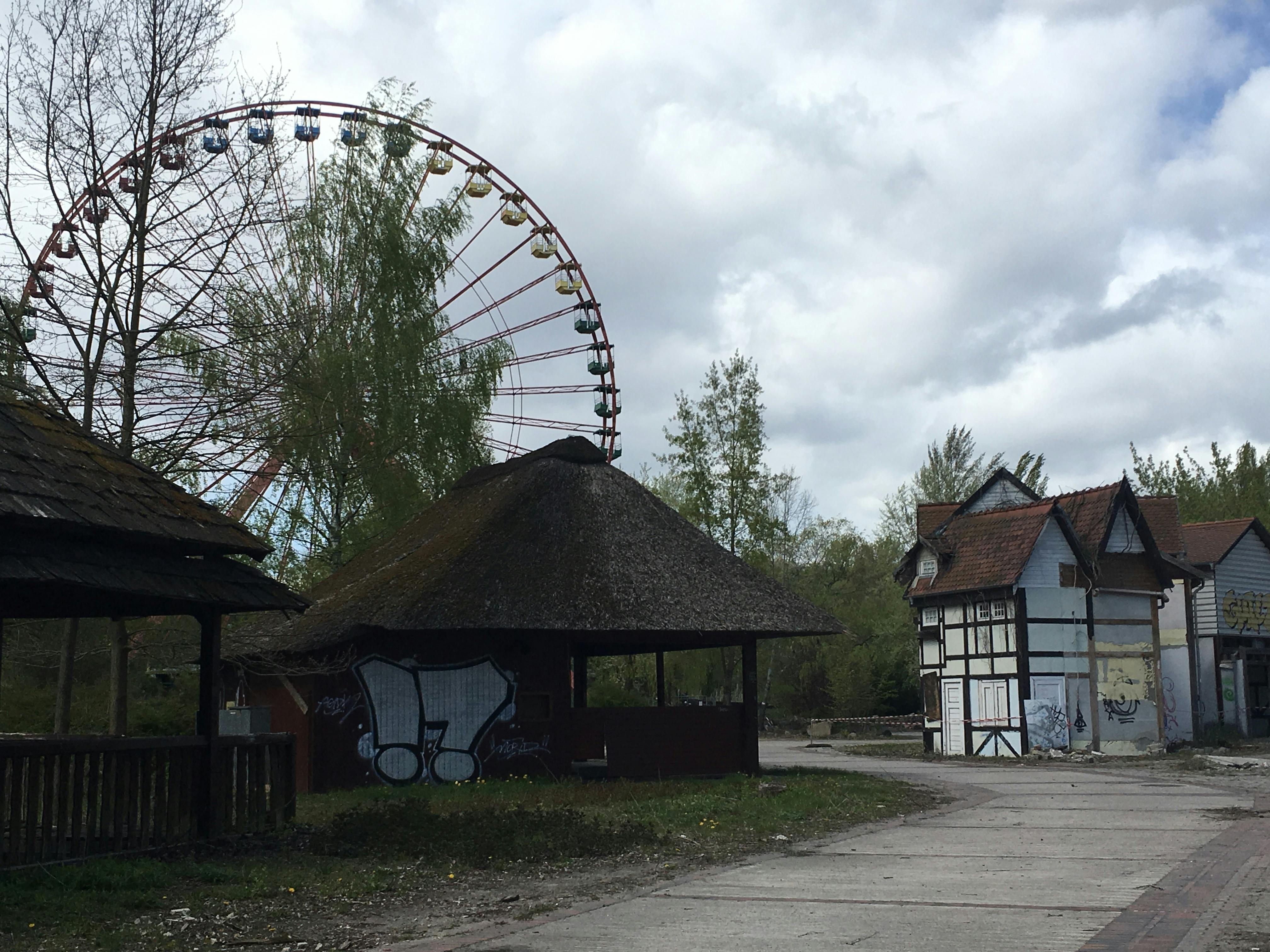 Abandoned amusement park ferris wheel