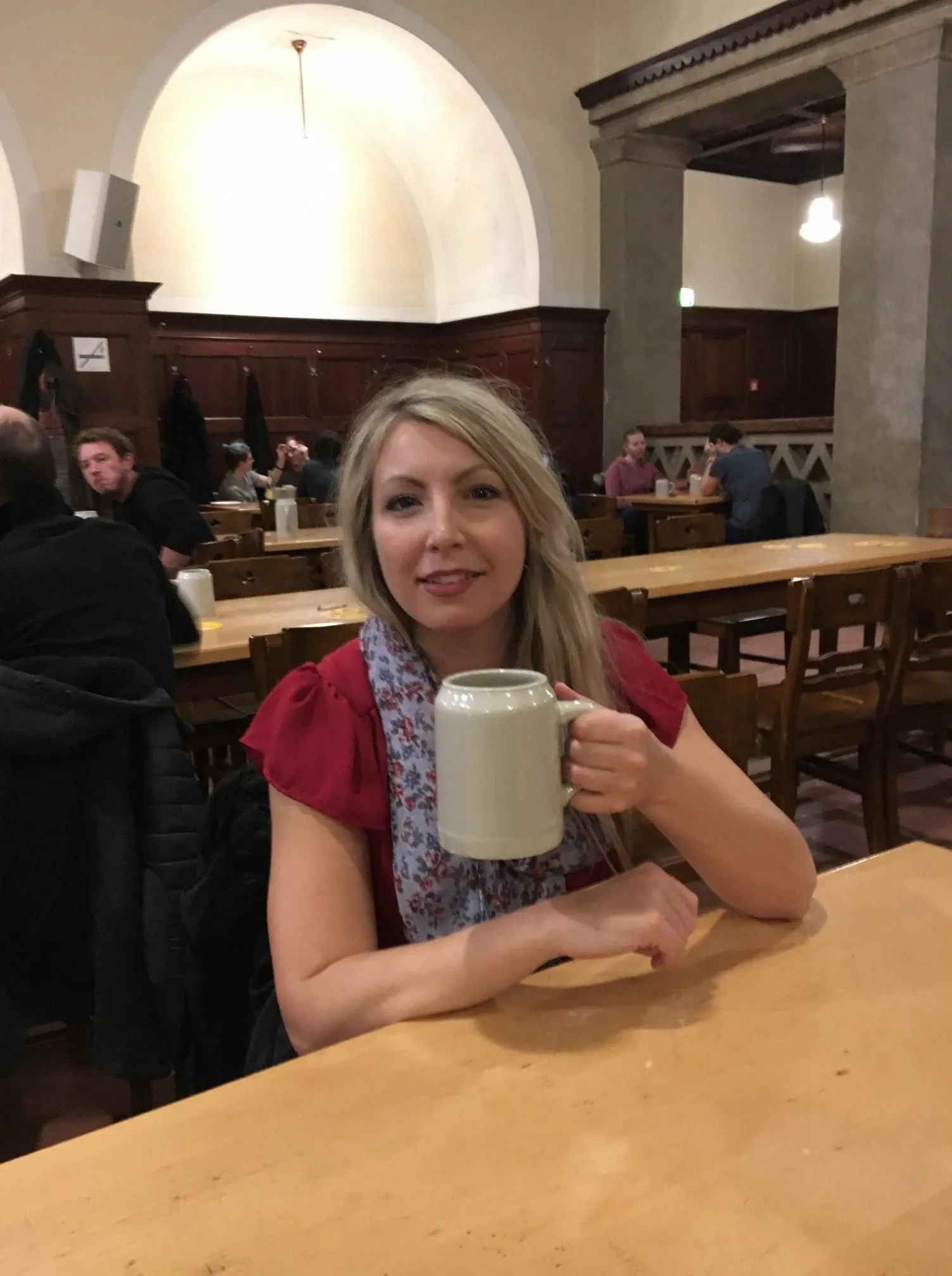 Drinking beer at beerhall in Salzburg