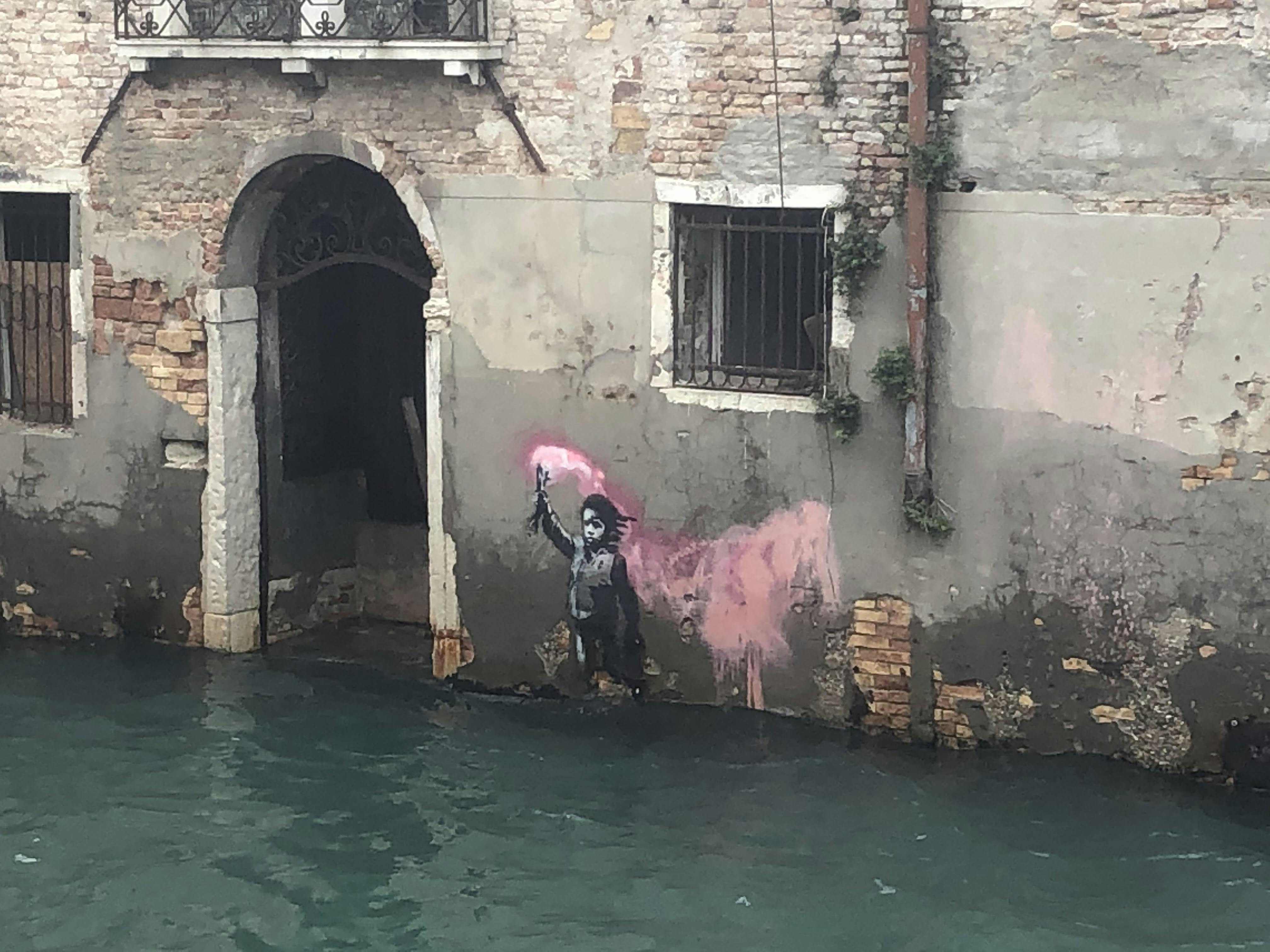 Banksy art print in Venice Italy