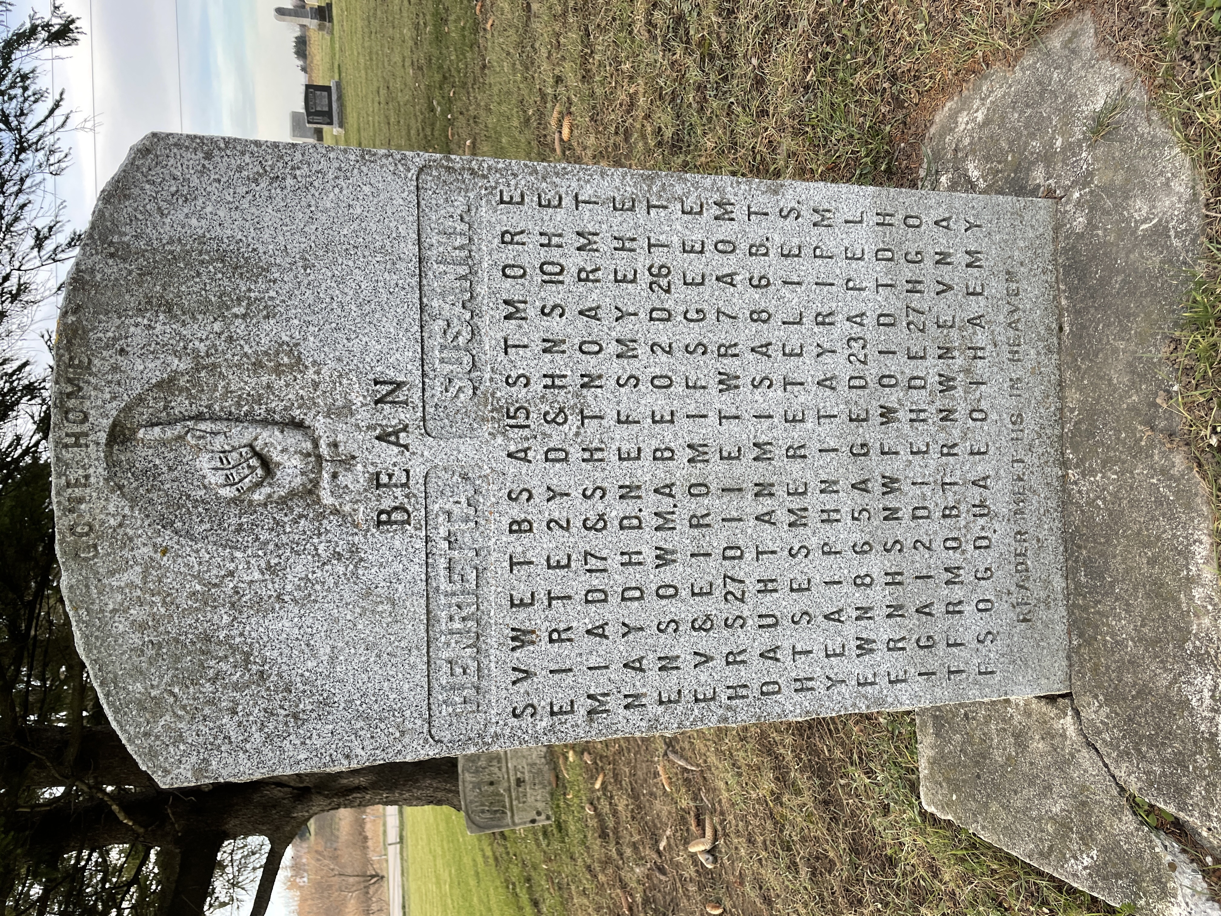 Bean tombstone in Wellesley, Ontario