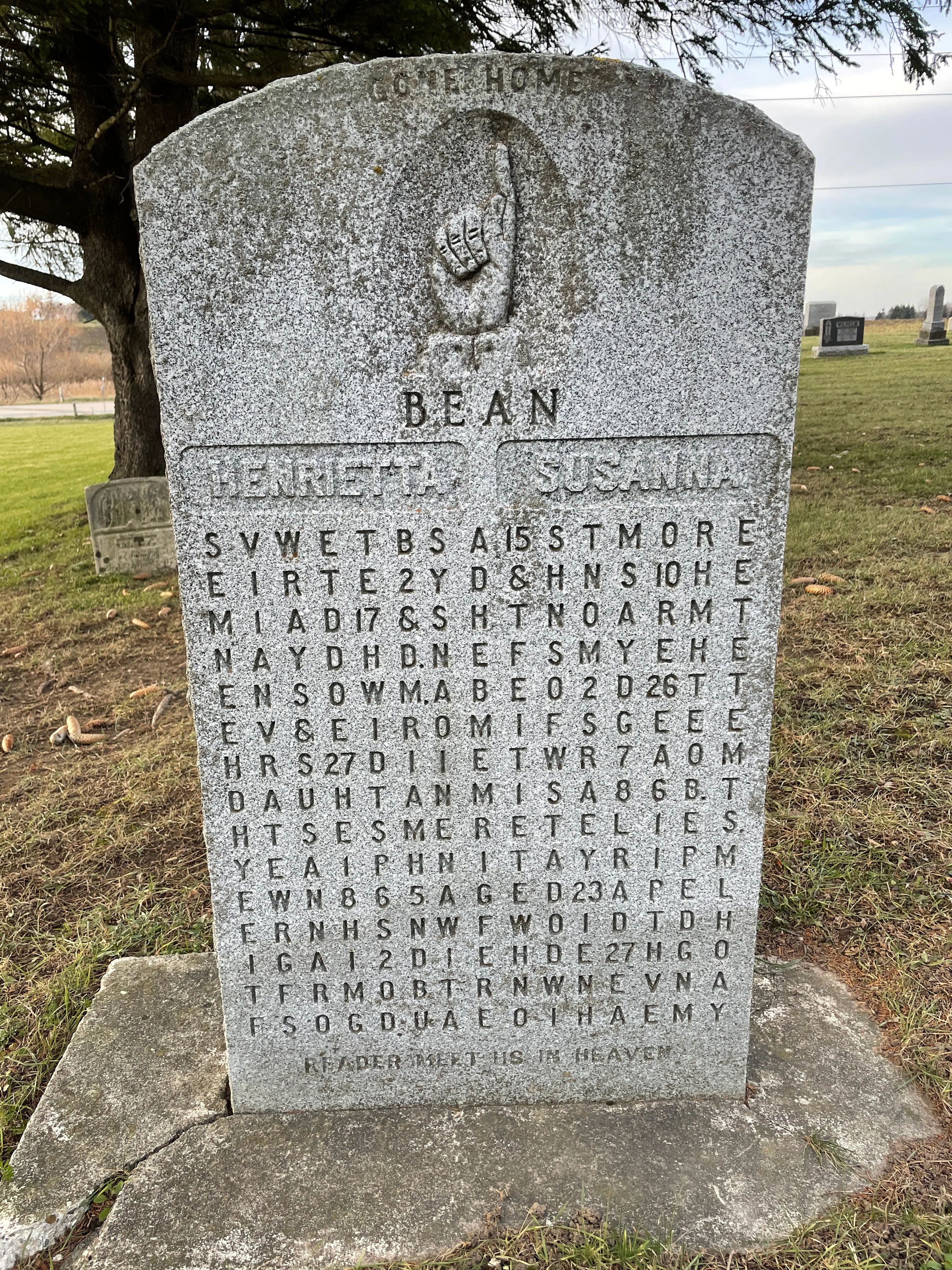 Bean tombstone in Wellesley, Ontario