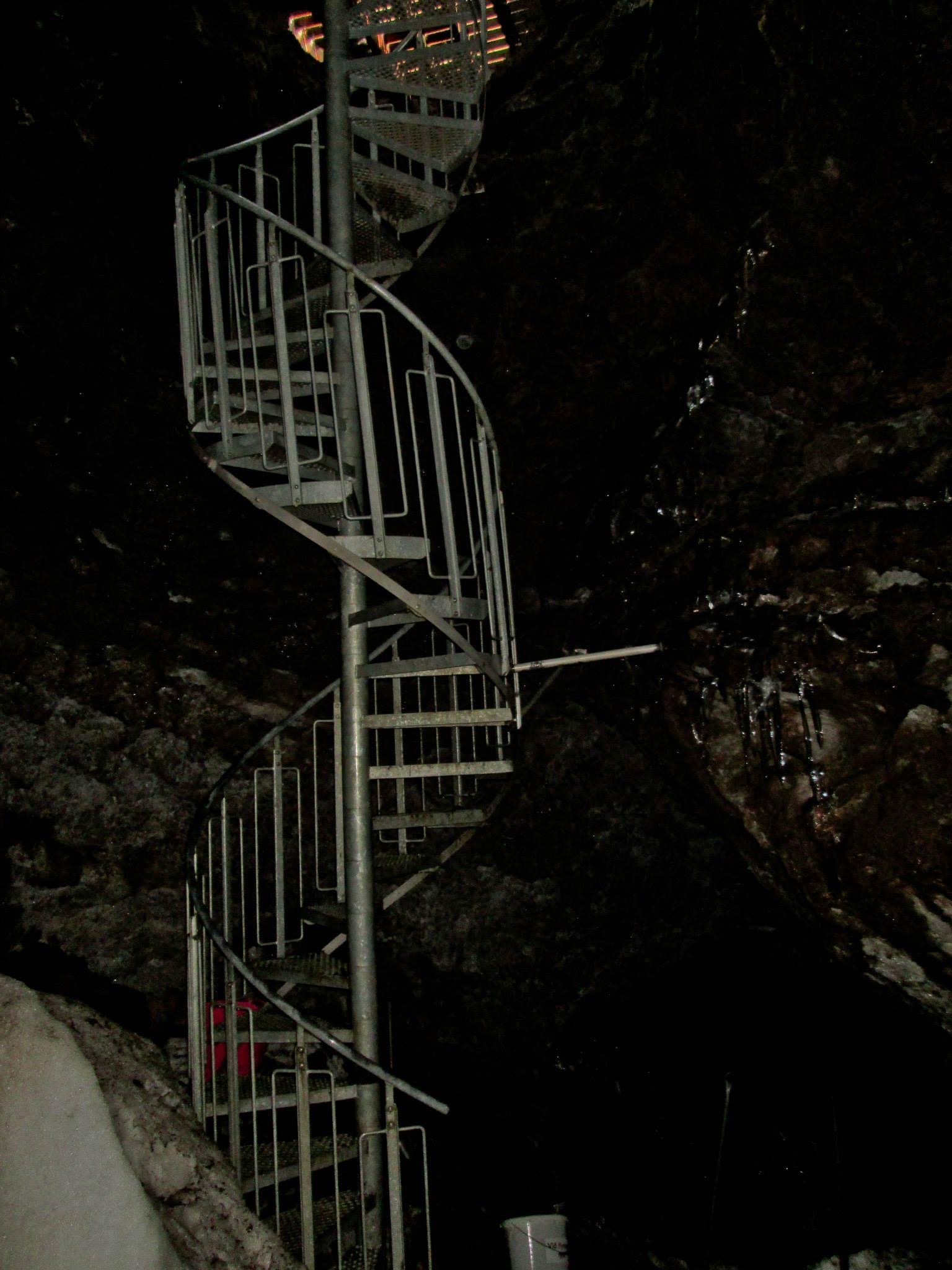 Spiral staircase inside cave