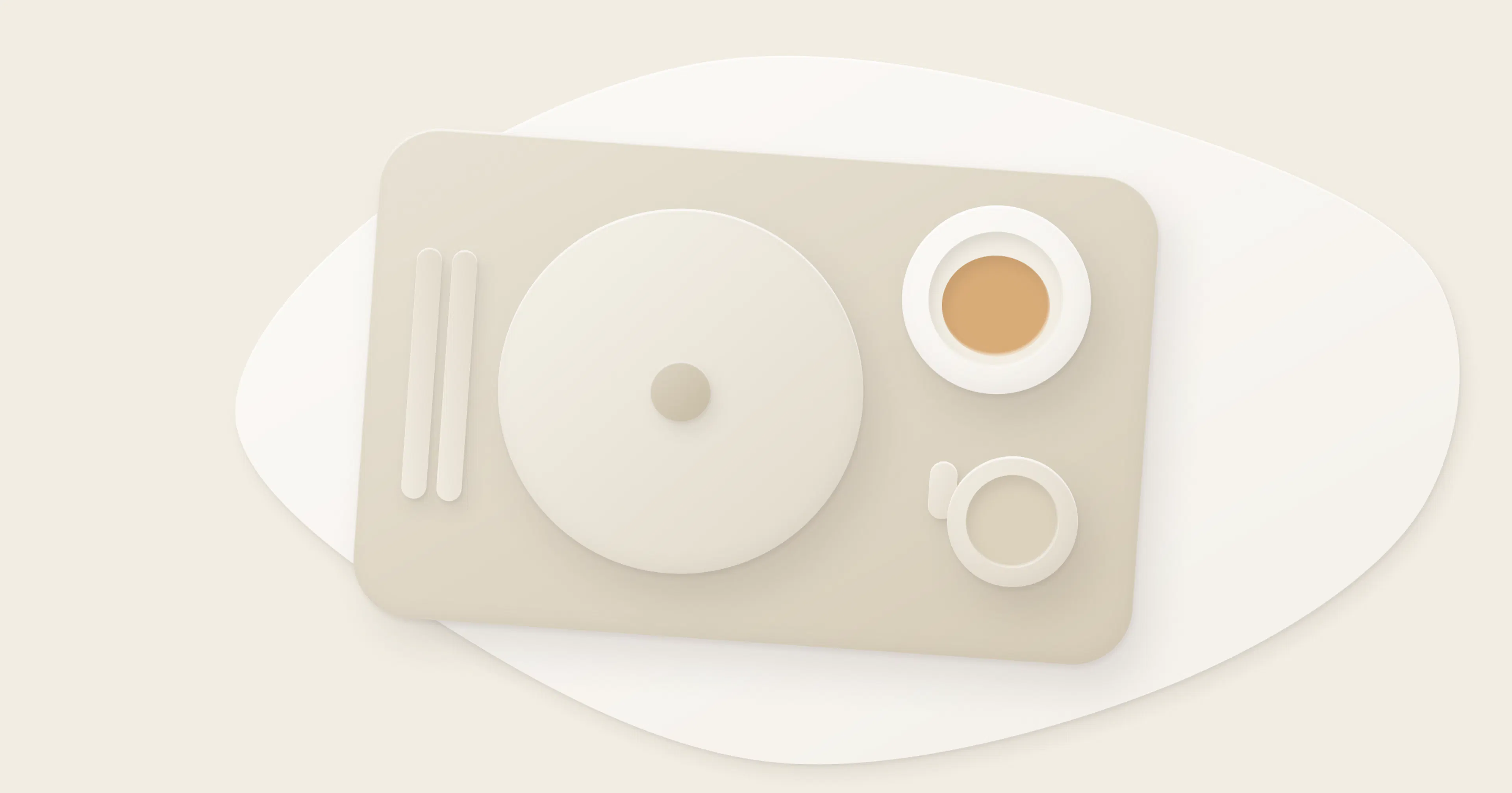 Illustration of a patient tray with a cloche, a bowl with leftover soup and a cup.