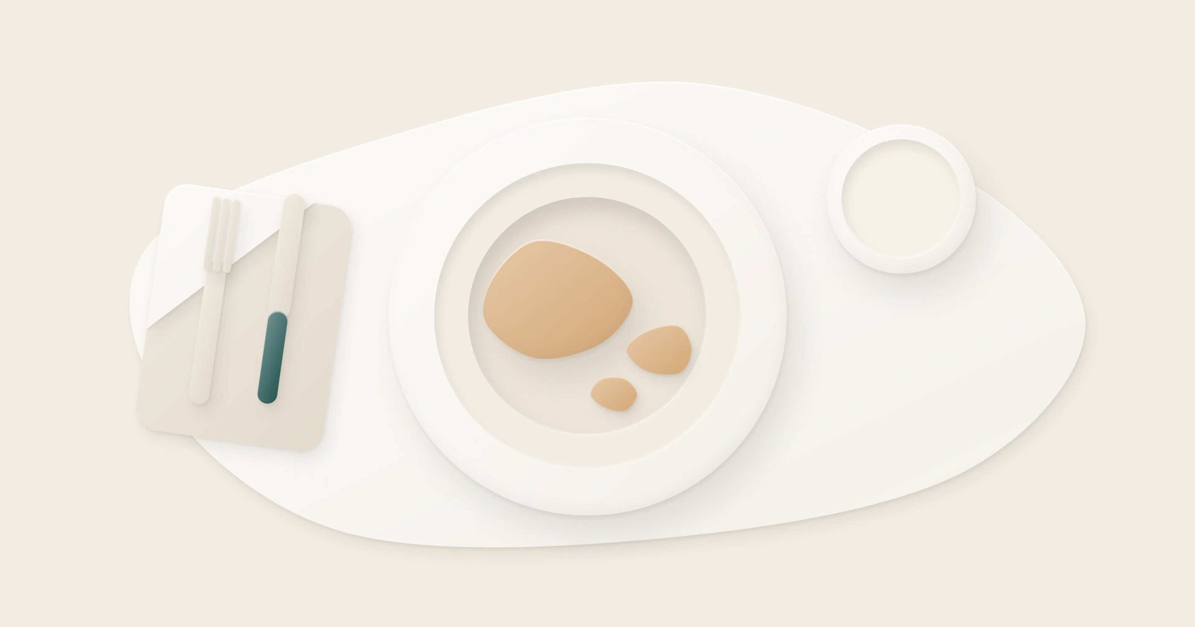 A plate with leftovers, cutlery on a napkin and a glass of water, seen from above.