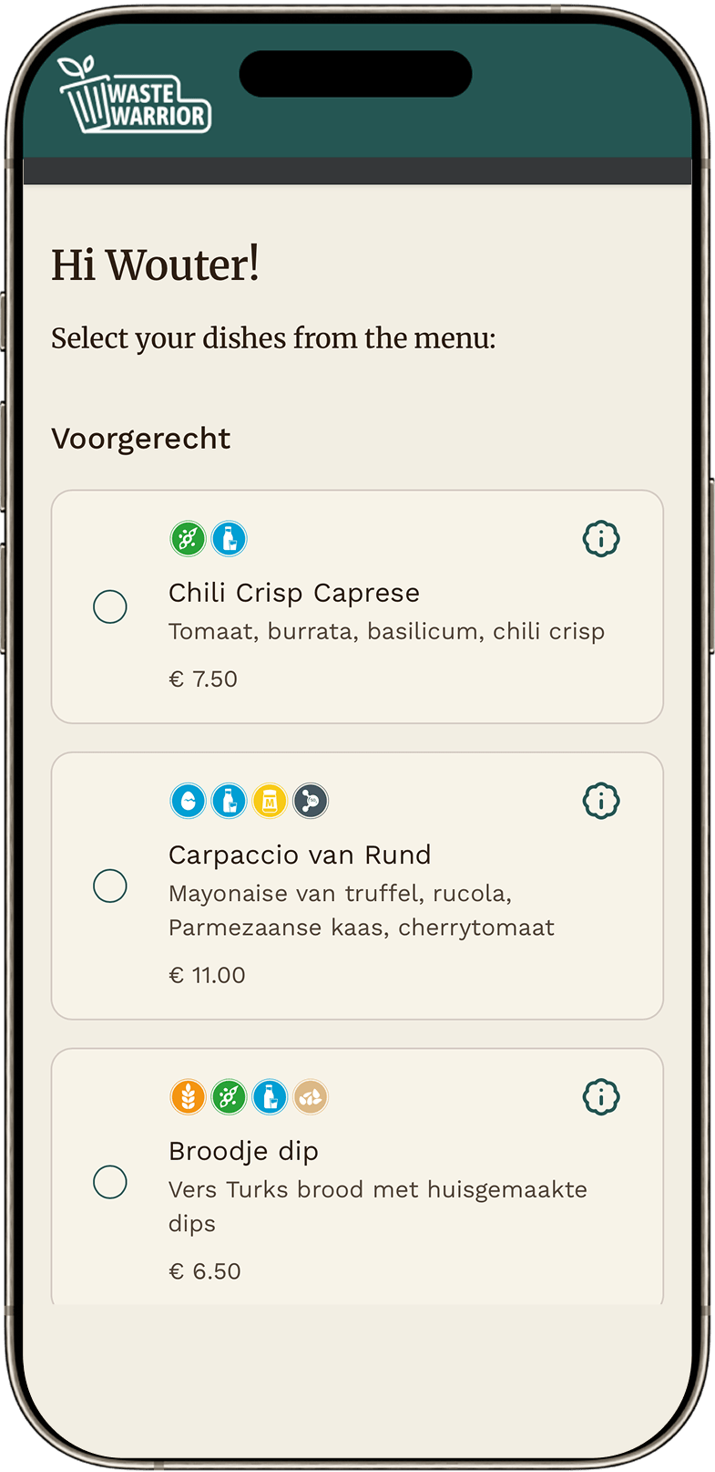 Waste Warrior Menu Choice Module