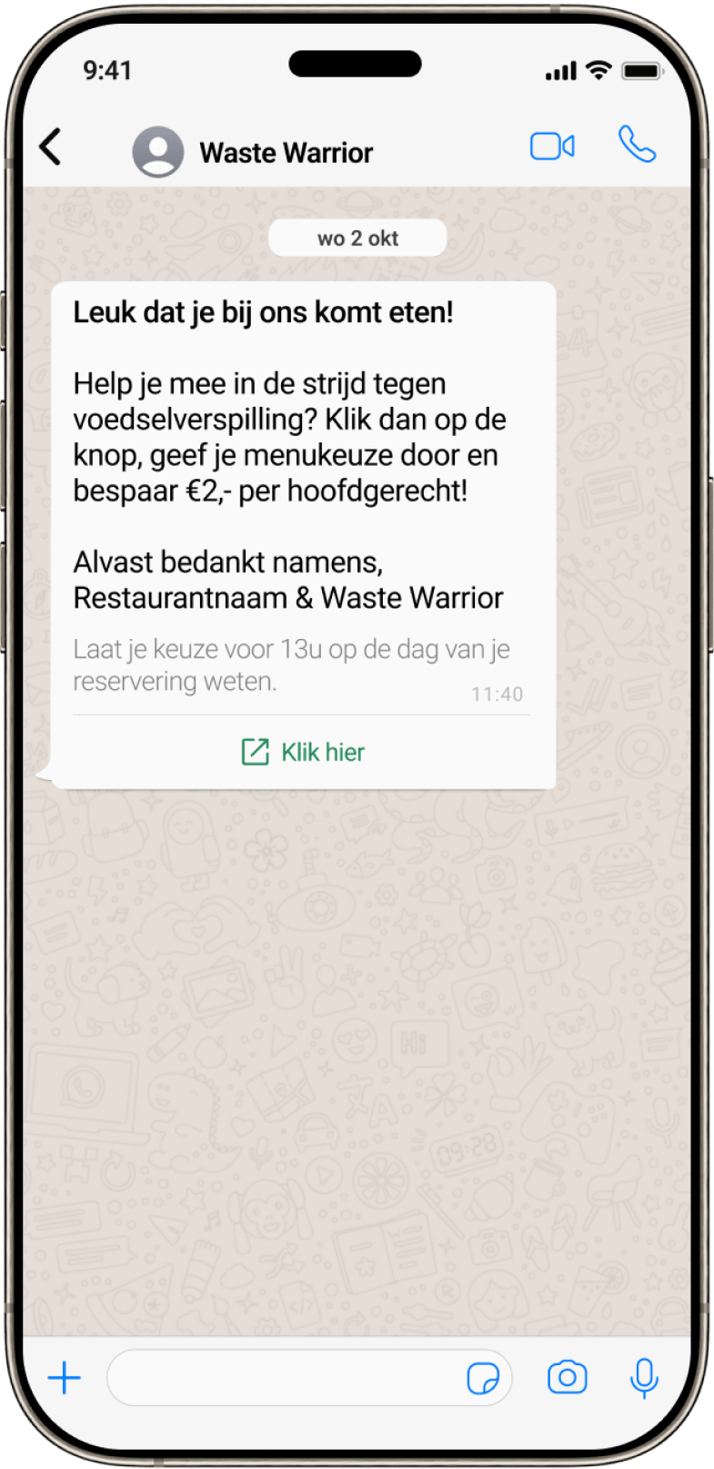 Waste Warrior Whatsapp Message Mockup