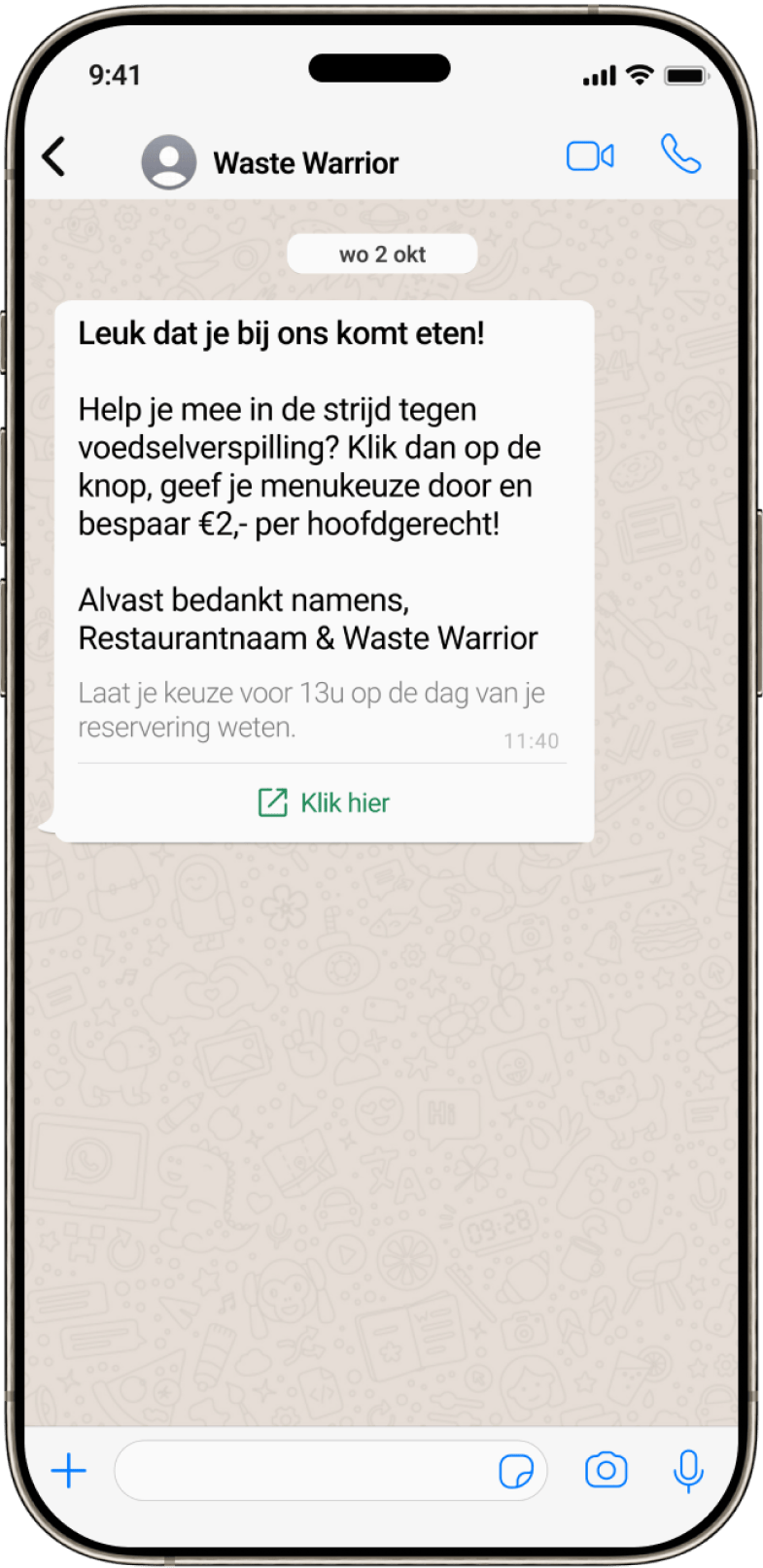 screenshot of whatsapp message