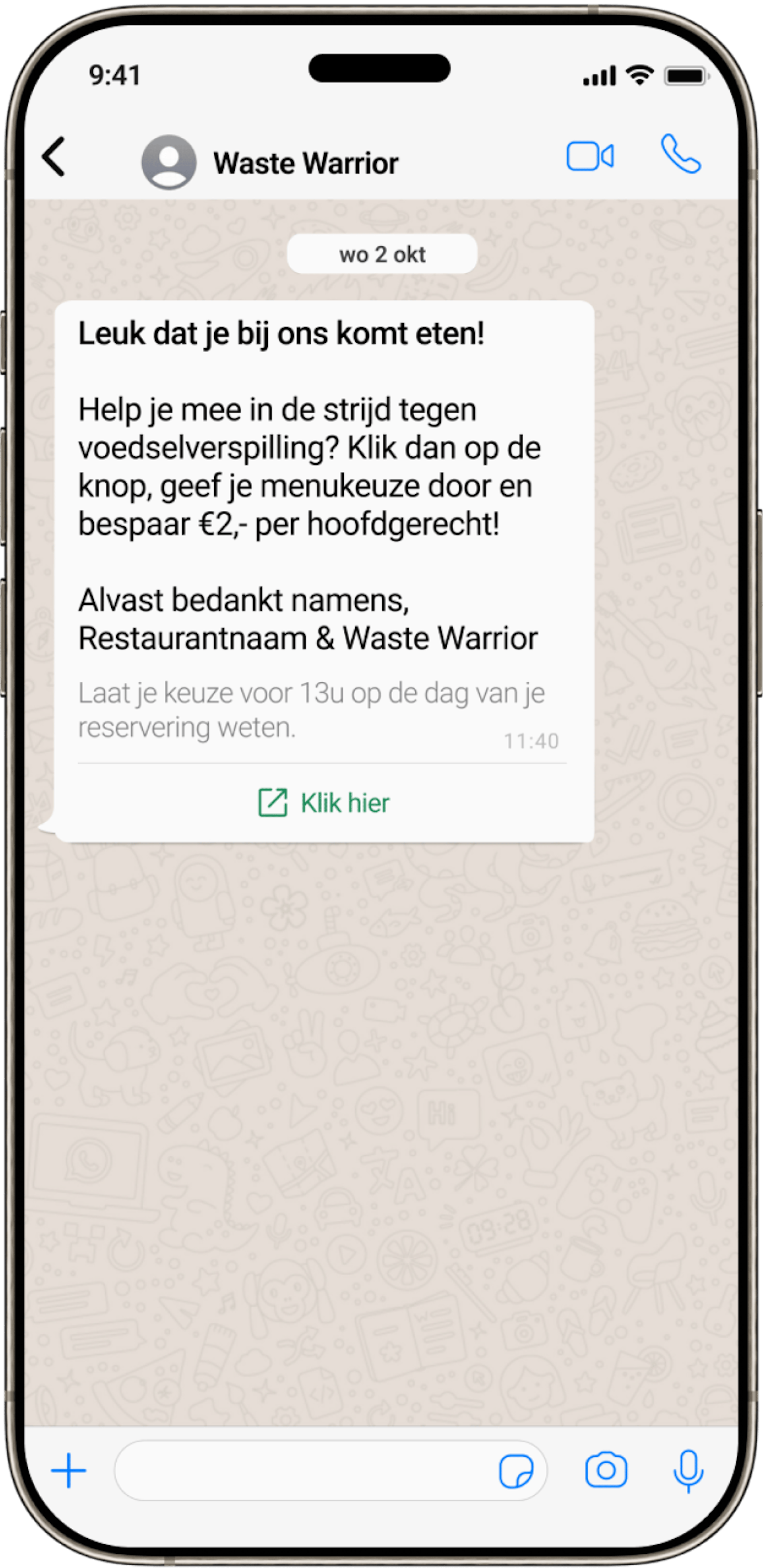 screenshot of whatsapp message