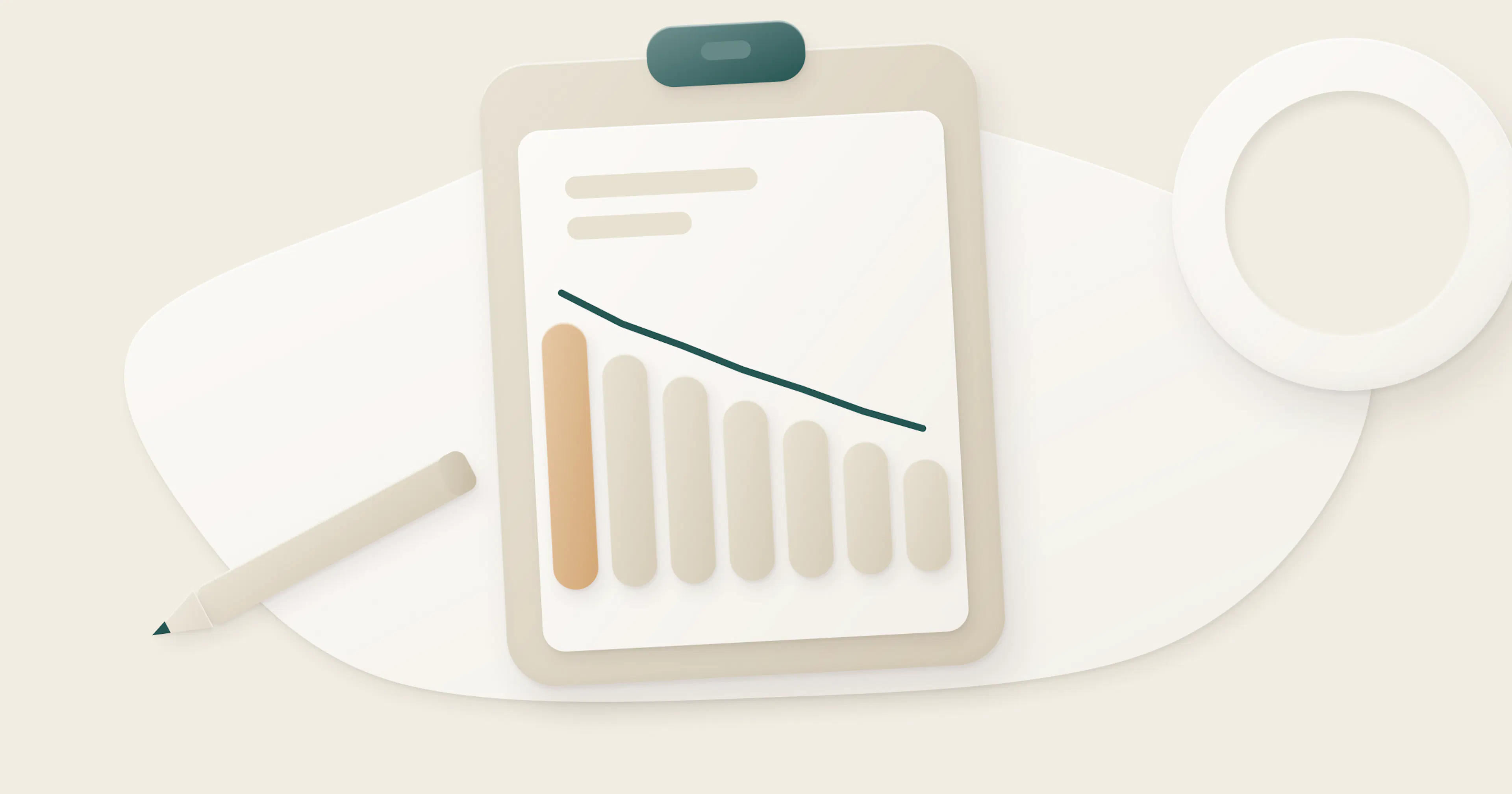 Illustration of a clipboard with bars that step down.