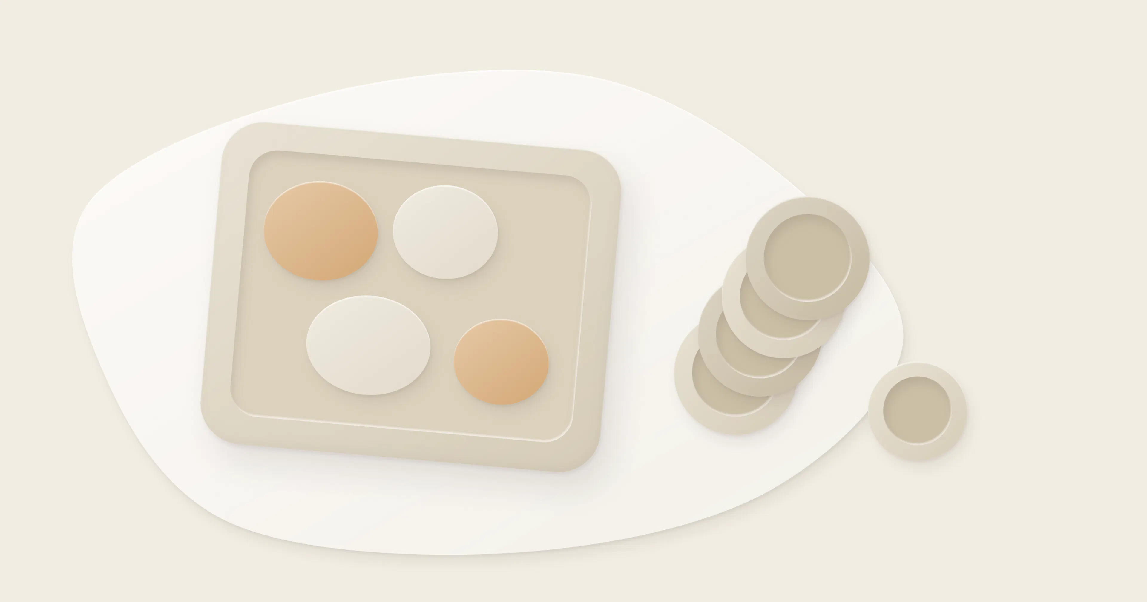 Illustration of a tray with leftovers next to a stack of coins.