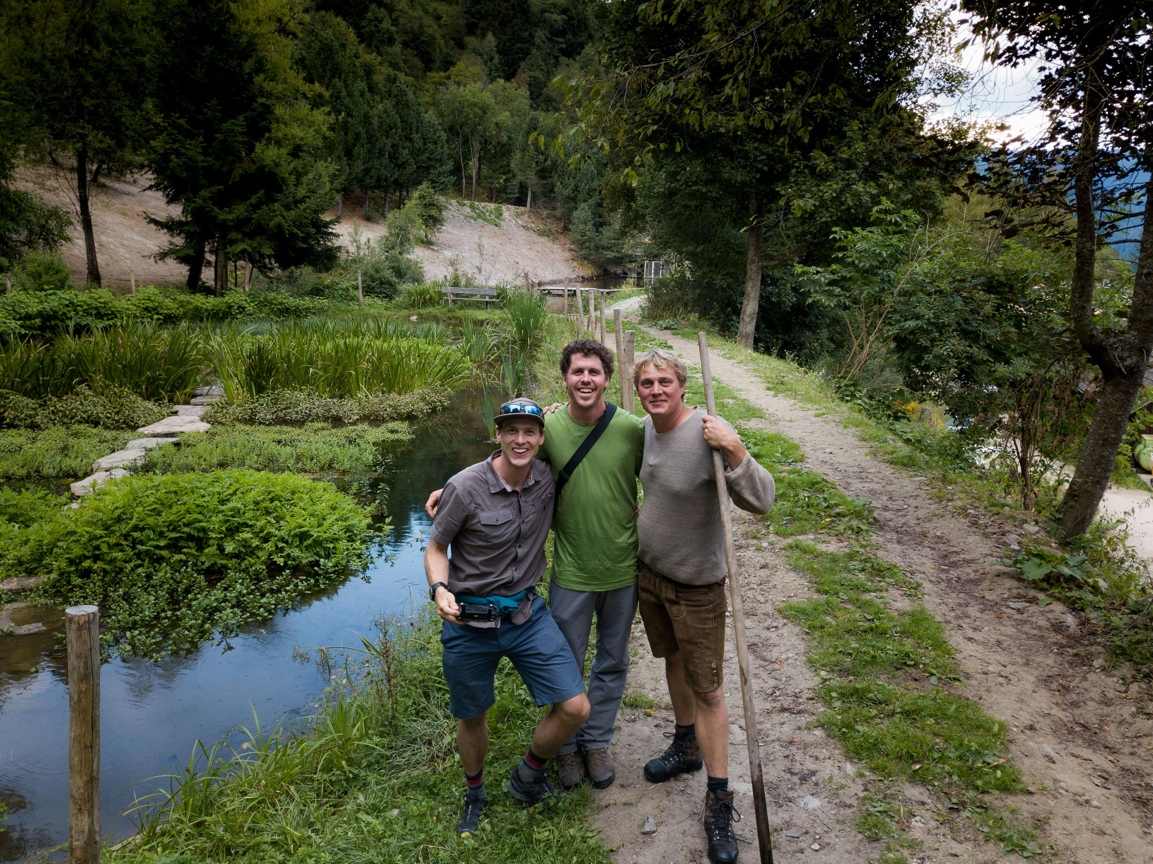 Zach Weiss, Joseph Holzer, and colleague at the Krameterhof