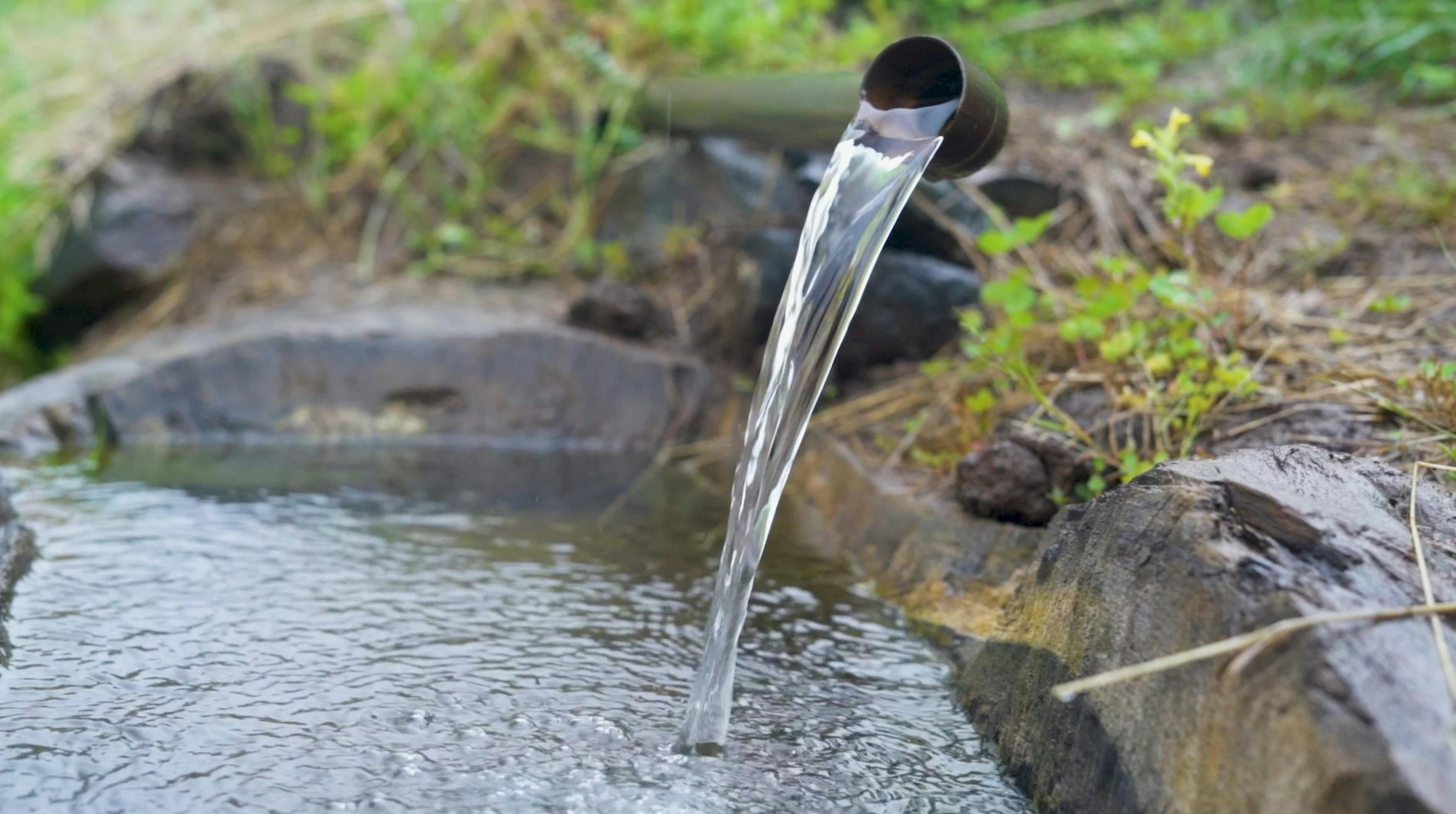 A tapped spring with water flowing