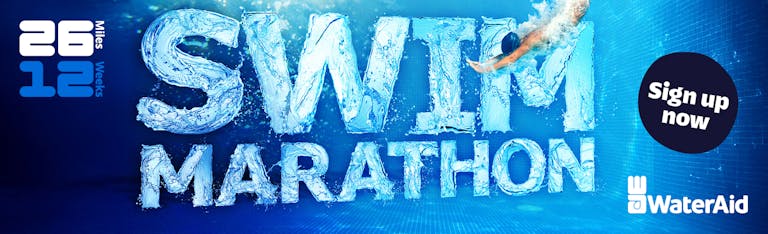 Swim Marathon banner that says, sign up now.