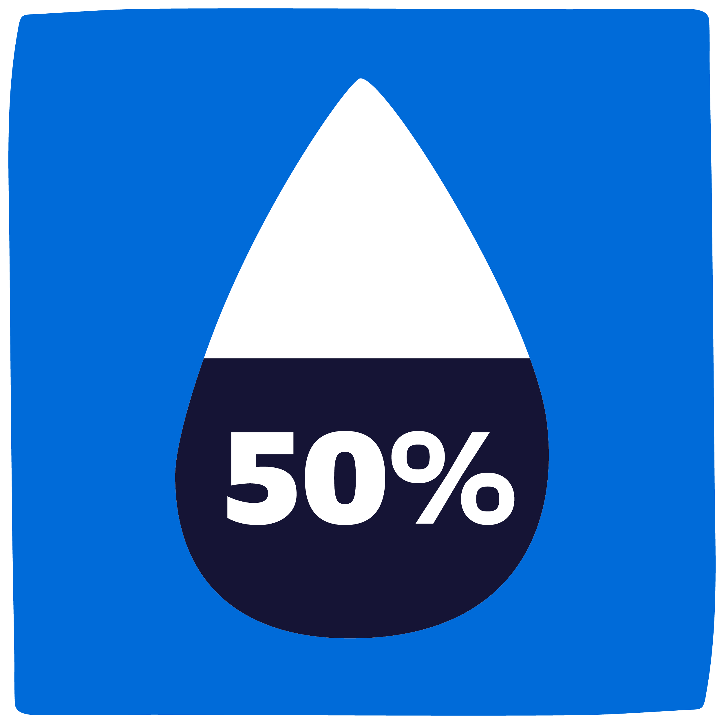 Icon of water droplet with 25% written on it.